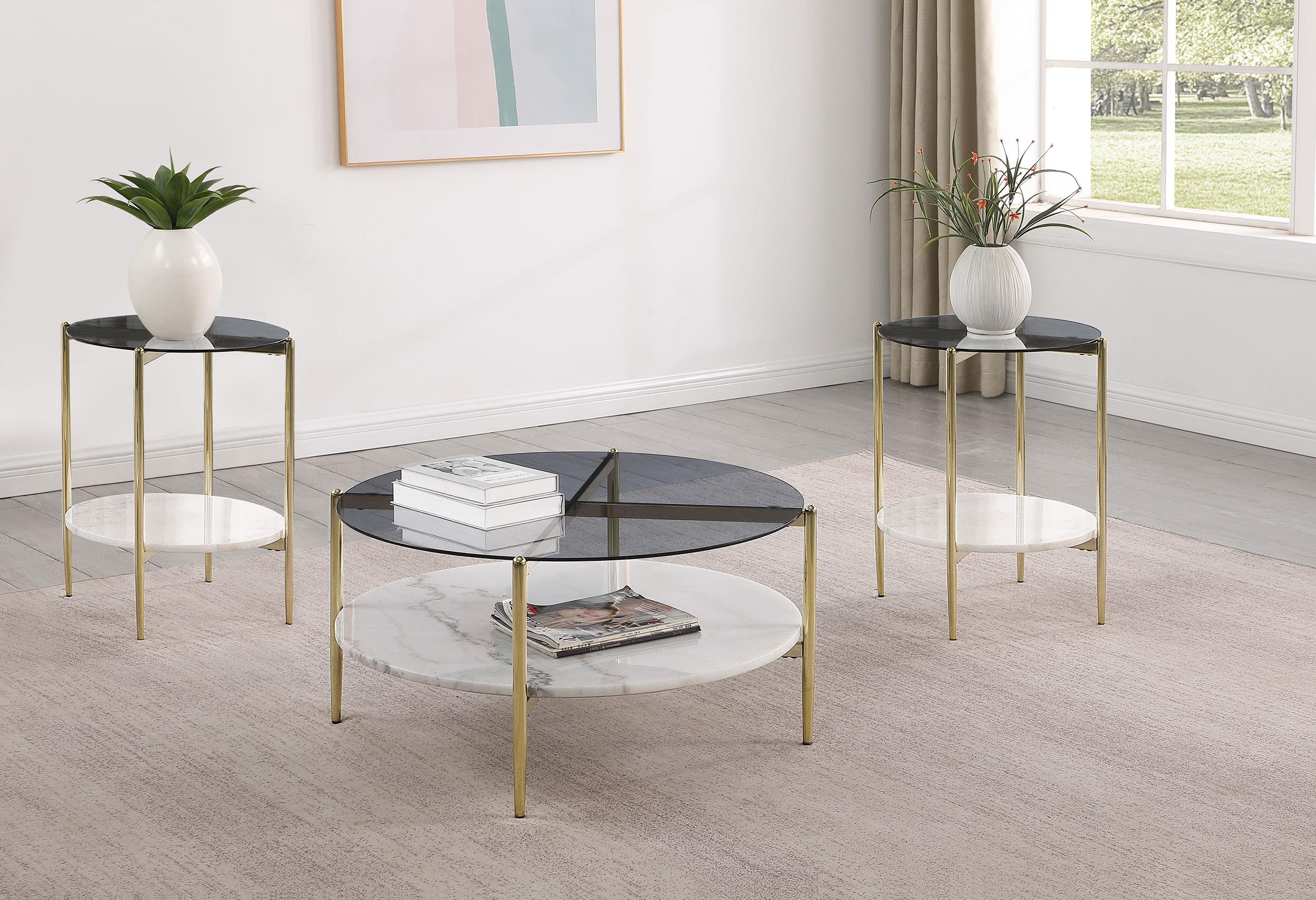 Coaster Jonelle Contemporary White Marble Coffee Table Model 710338-S3