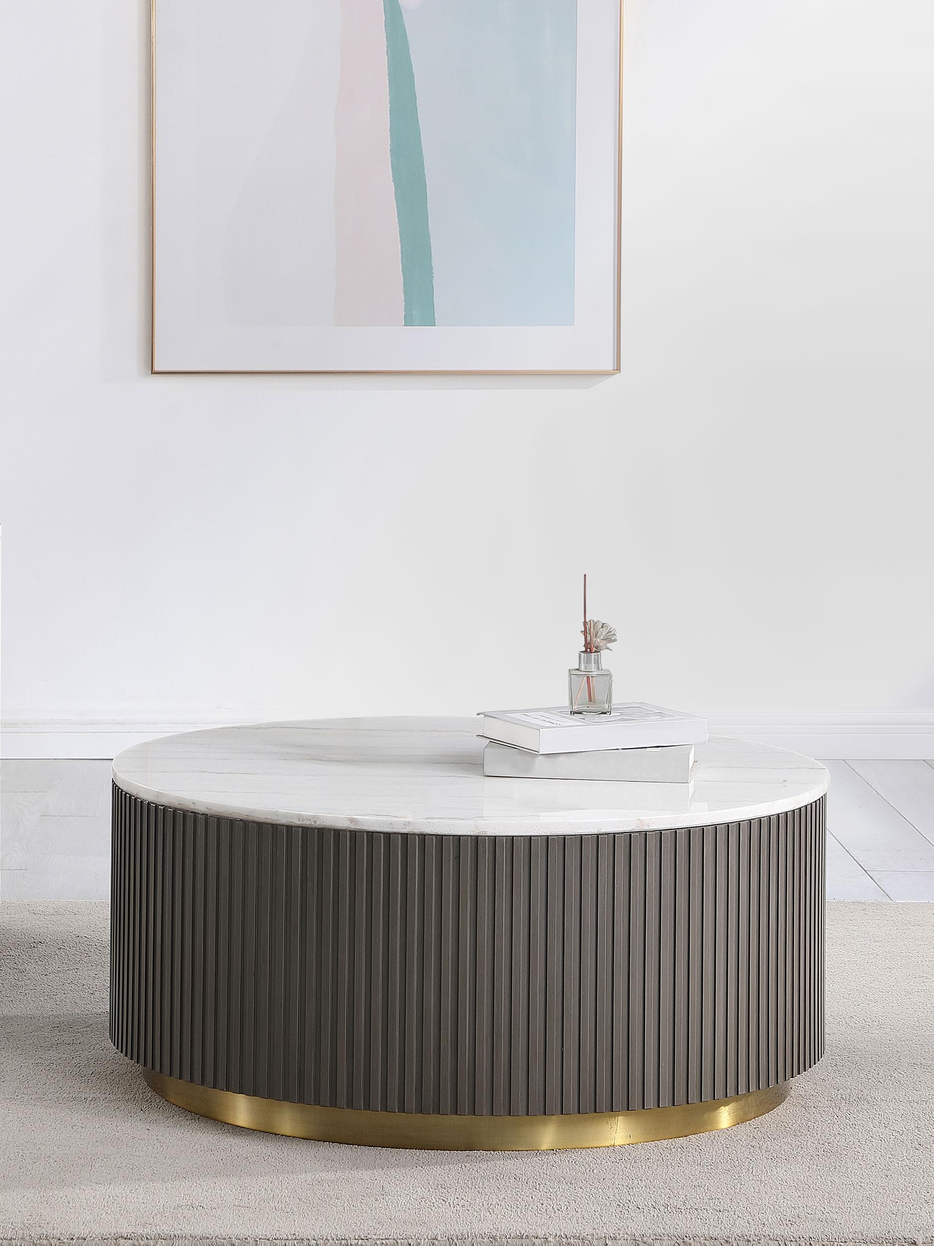 Coaster Jason Contemporary White Marble Coffee Table Model 710418