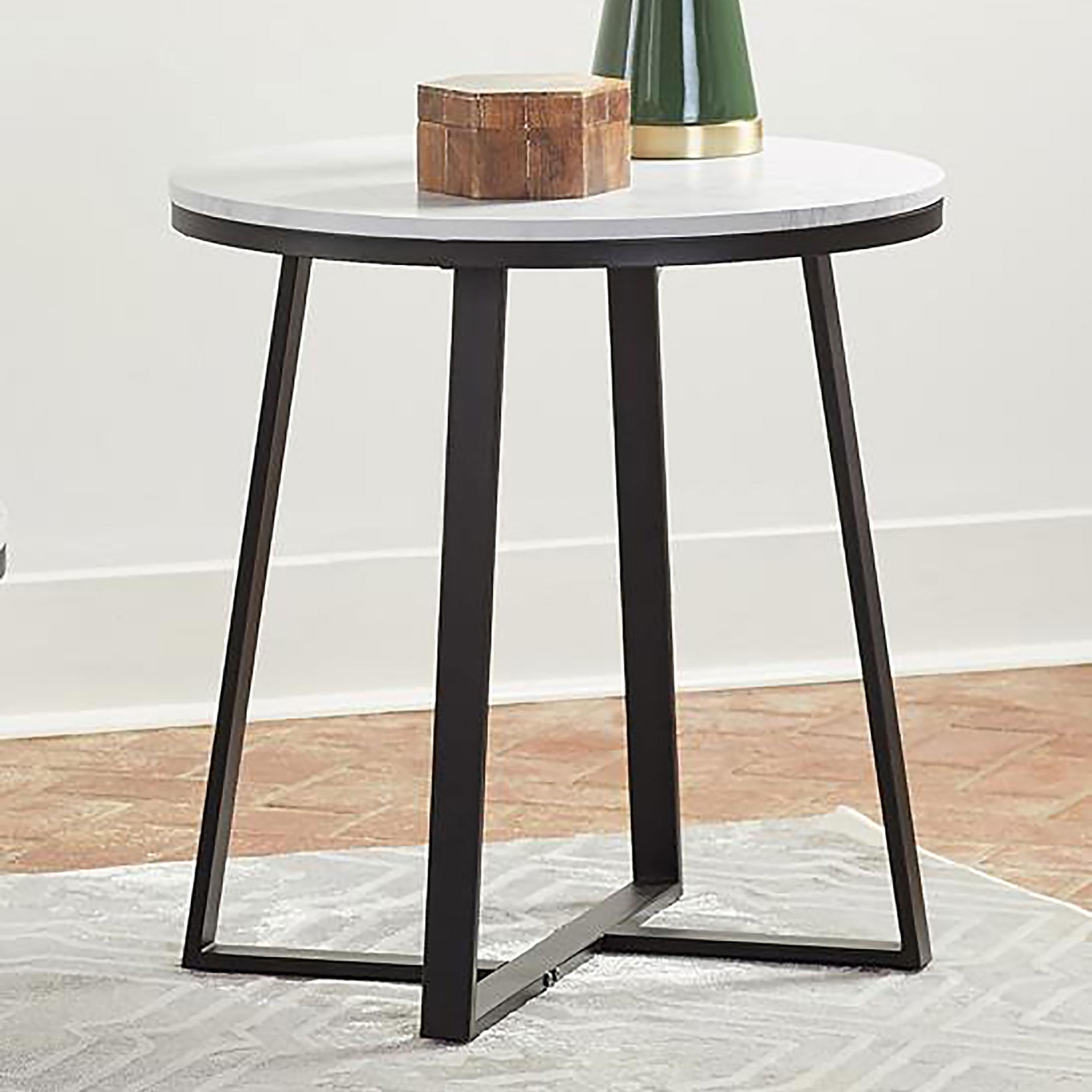 Coaster Hugo Contemporary White Faux Marble End Table Model 723237