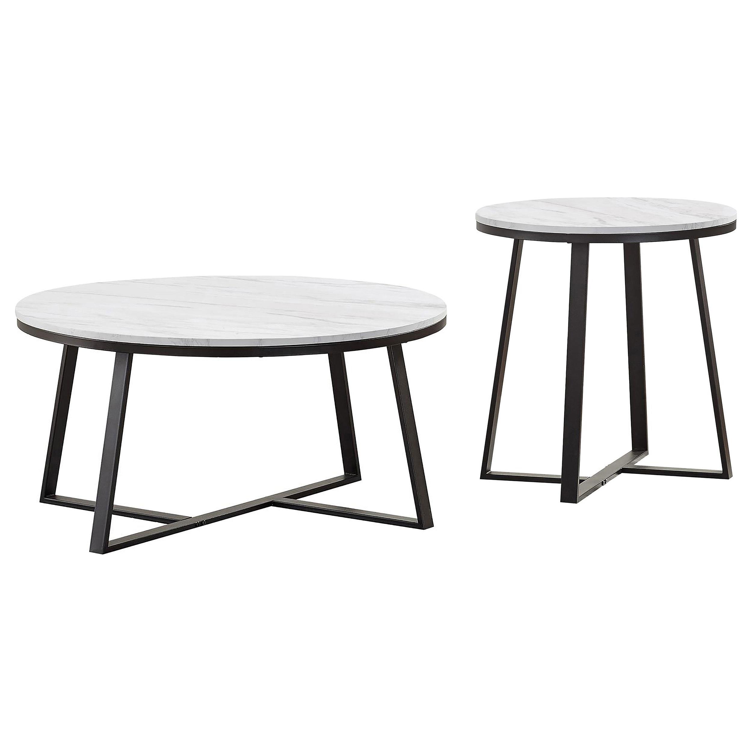 Coaster Hugo Contemporary White Faux Marble Coffee Table Model 723238-S2