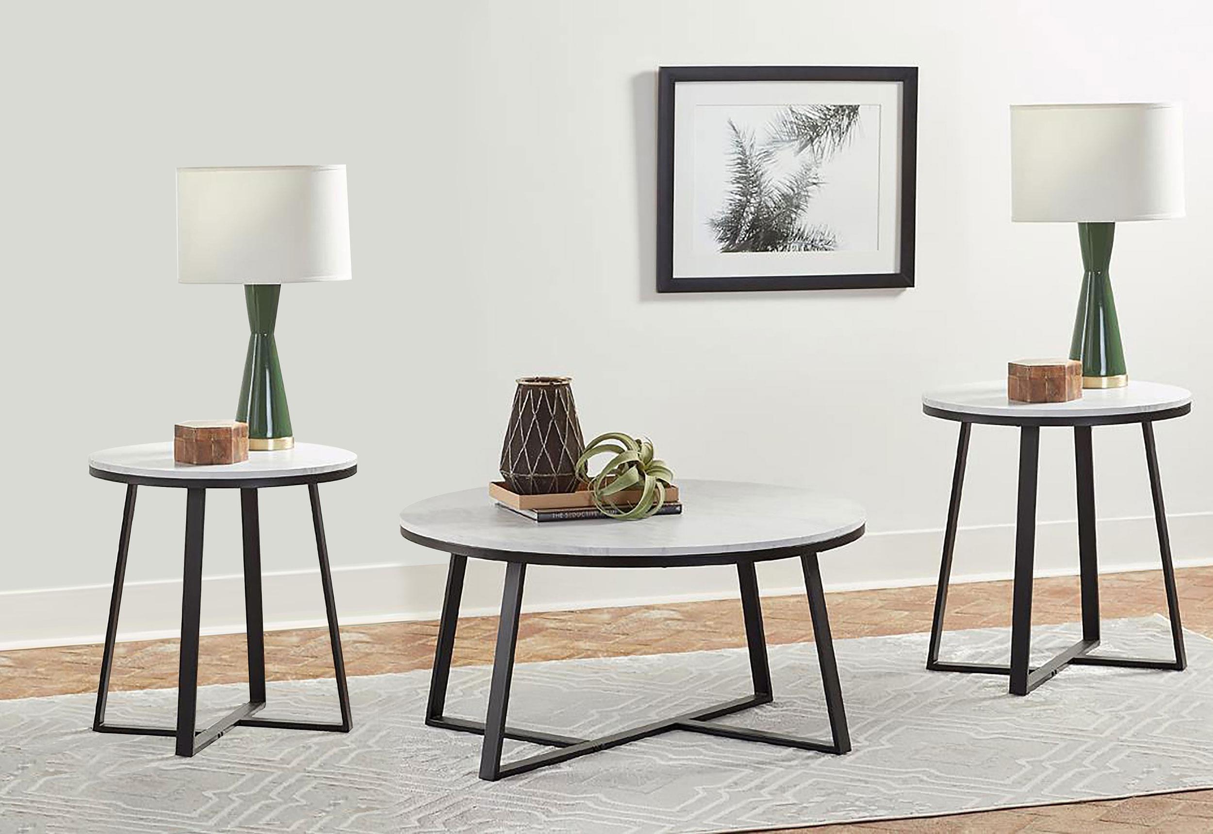 Coaster Hugo Contemporary White Faux Marble Coffee Table Model 723238-S3