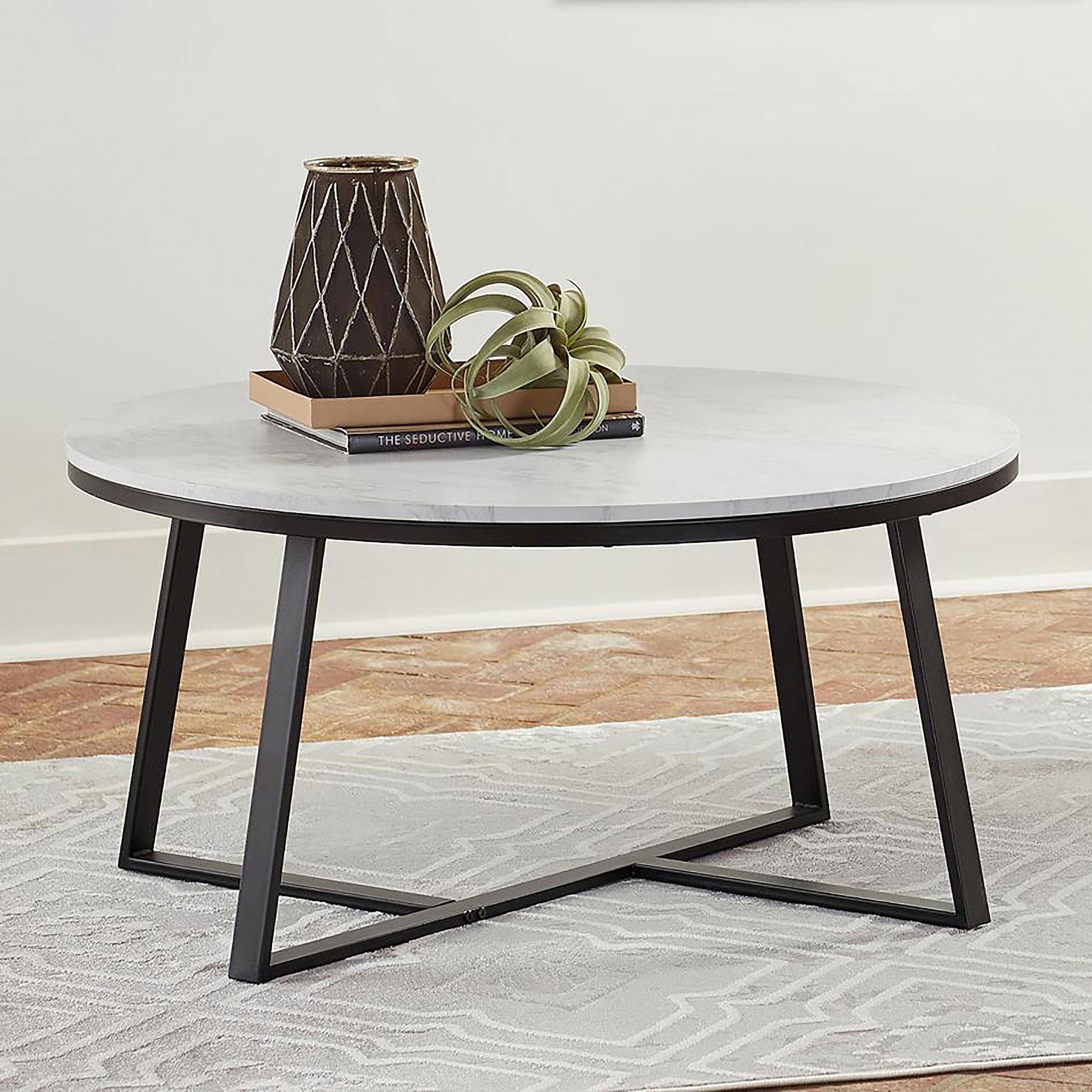 Coaster Hugo Contemporary White Faux Marble Coffee Table Model 723238