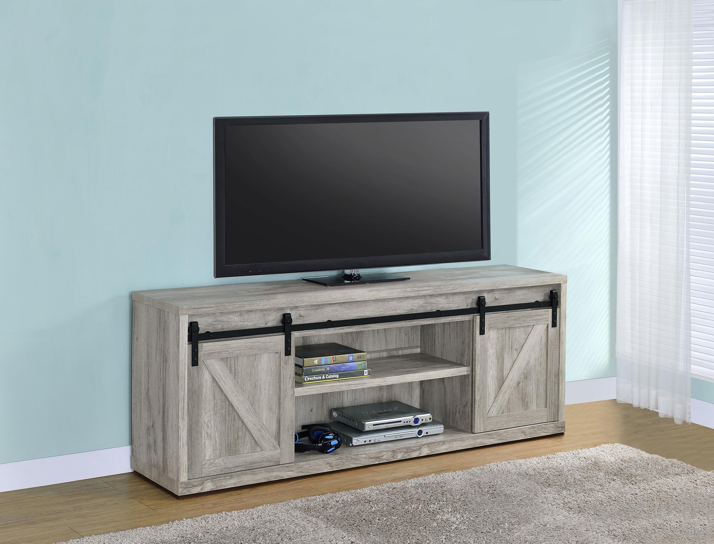Coaster Brockton Farmhouse Grey Driftwood 71" Tv Stand Model 723263