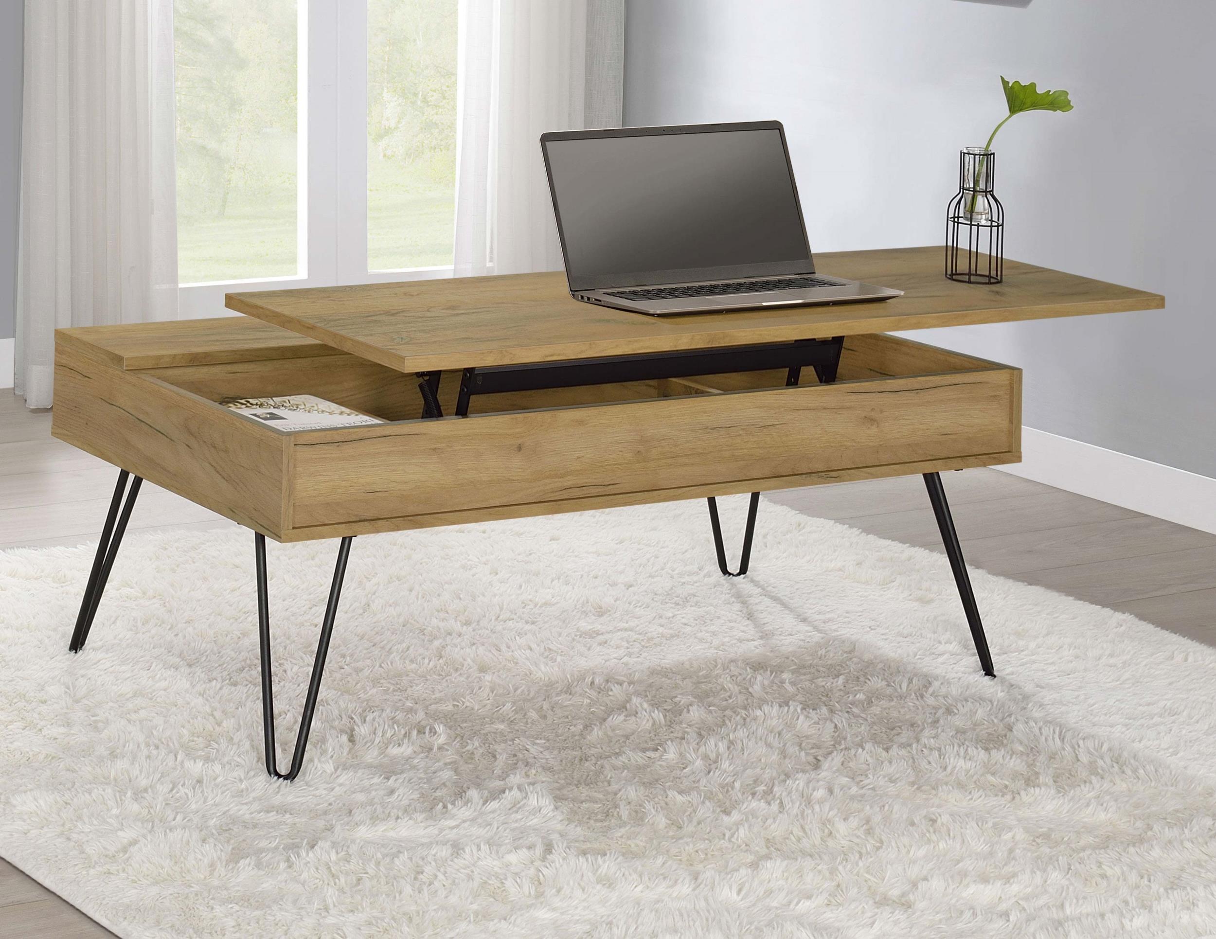 Coaster Fanning Rustic Golden Oak Lift Top Coffee Table Model 723368