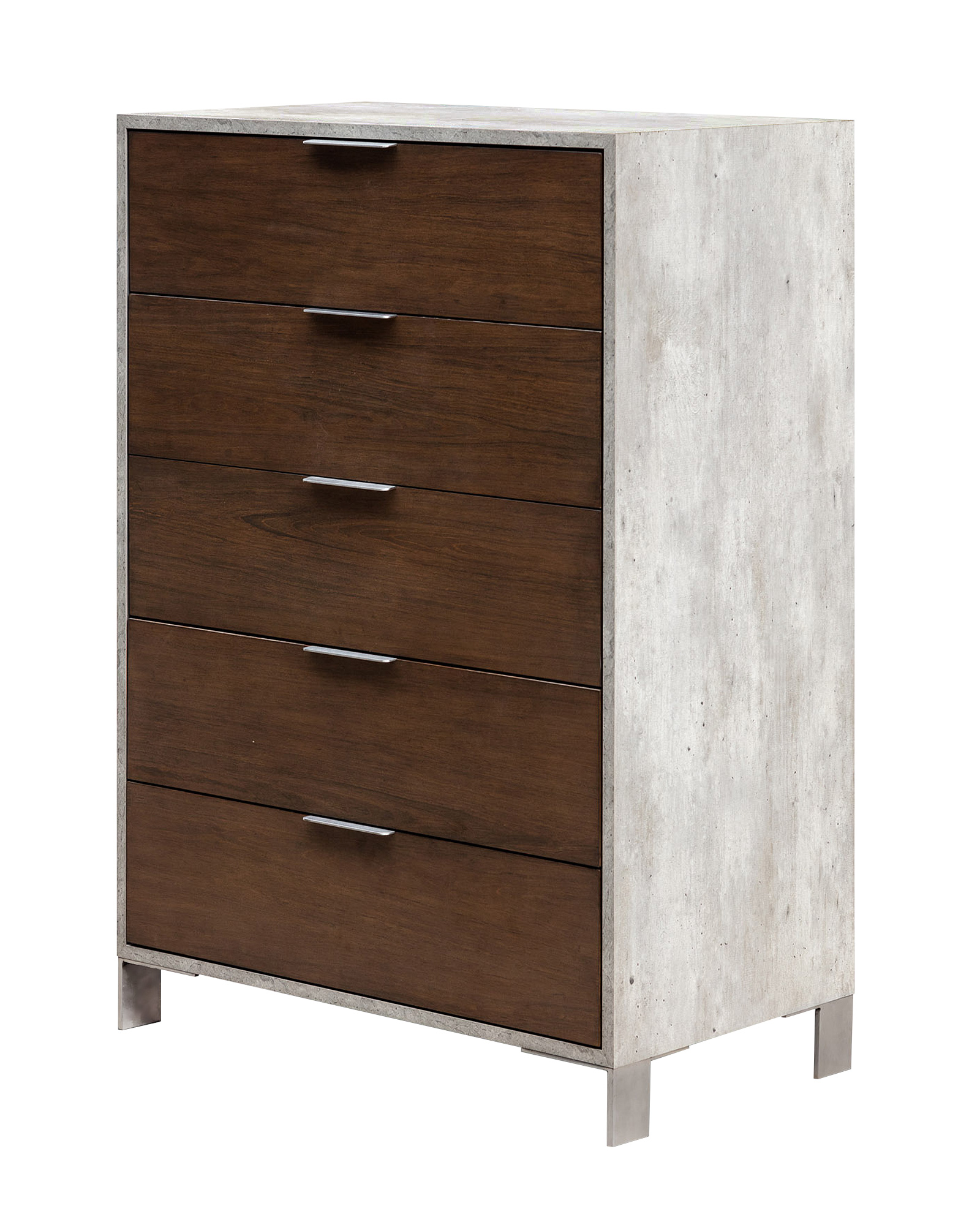 LA Furniture Conner Modern Dark Walnut & Faux Concrete Chest VGAN-CONNER-CH-DK Contemporary Style by Vig Furnitrue Number 72352 Catch Home Goods