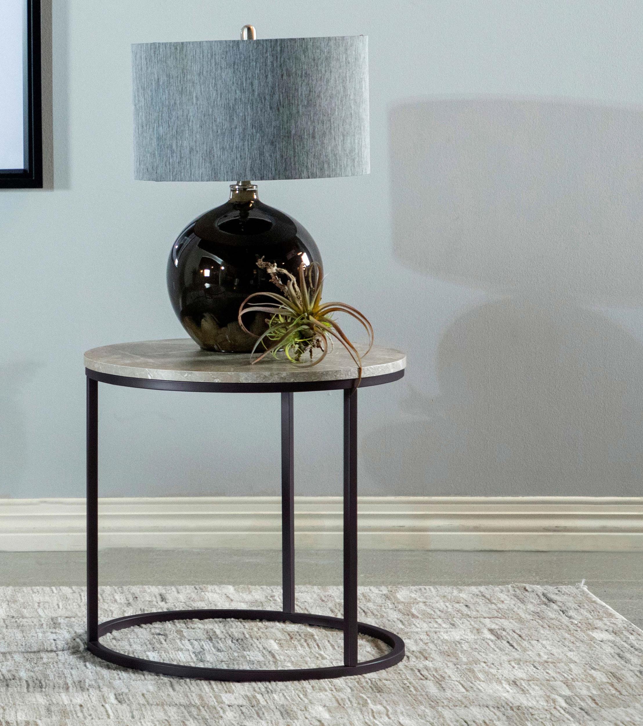 Coaster Lainey Contemporary Grey Faux Marble End Table Model 736027
