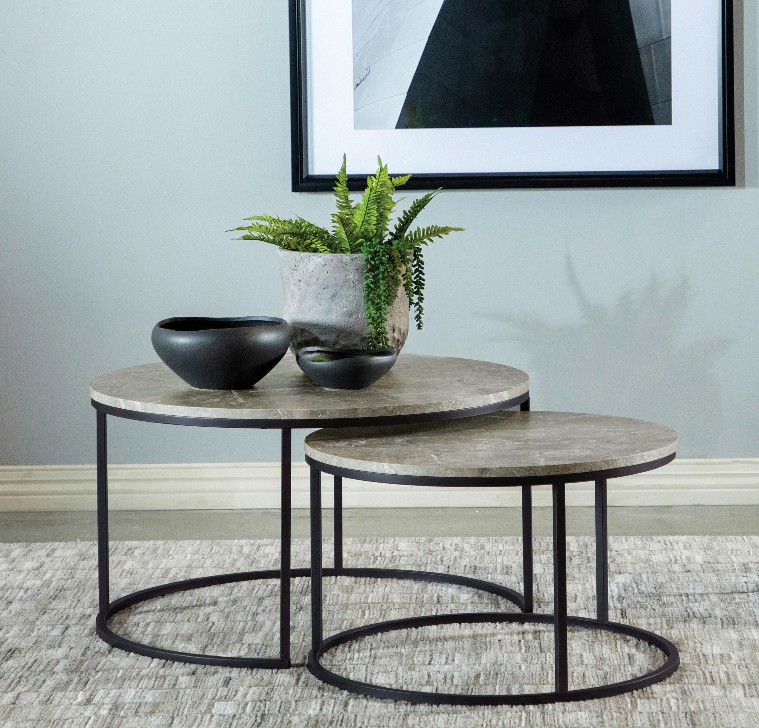 Coaster Lainey Contemporary Grey Faux Marble Large Table Model 736028