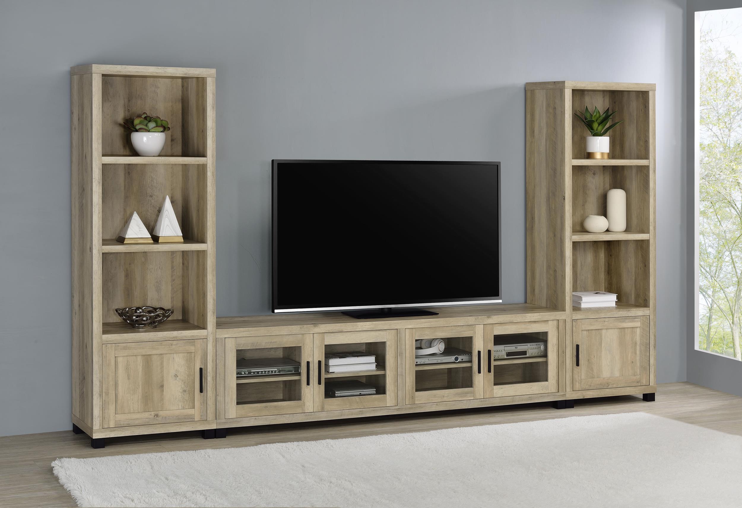 Coaster Sachin Transitional Distressed Pine Entertainment Center - Overall Model 736283-Set
