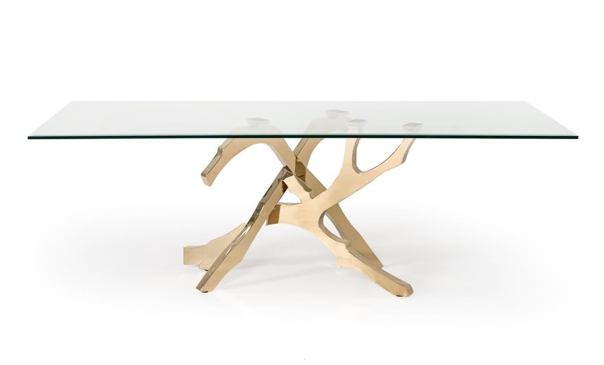 LA Furniture Legend Modern Glass & Gold Dining Table VGVCT8111-GLD Contemporary Style by Vig Furnitrue Number 73728 Catch Home Goods