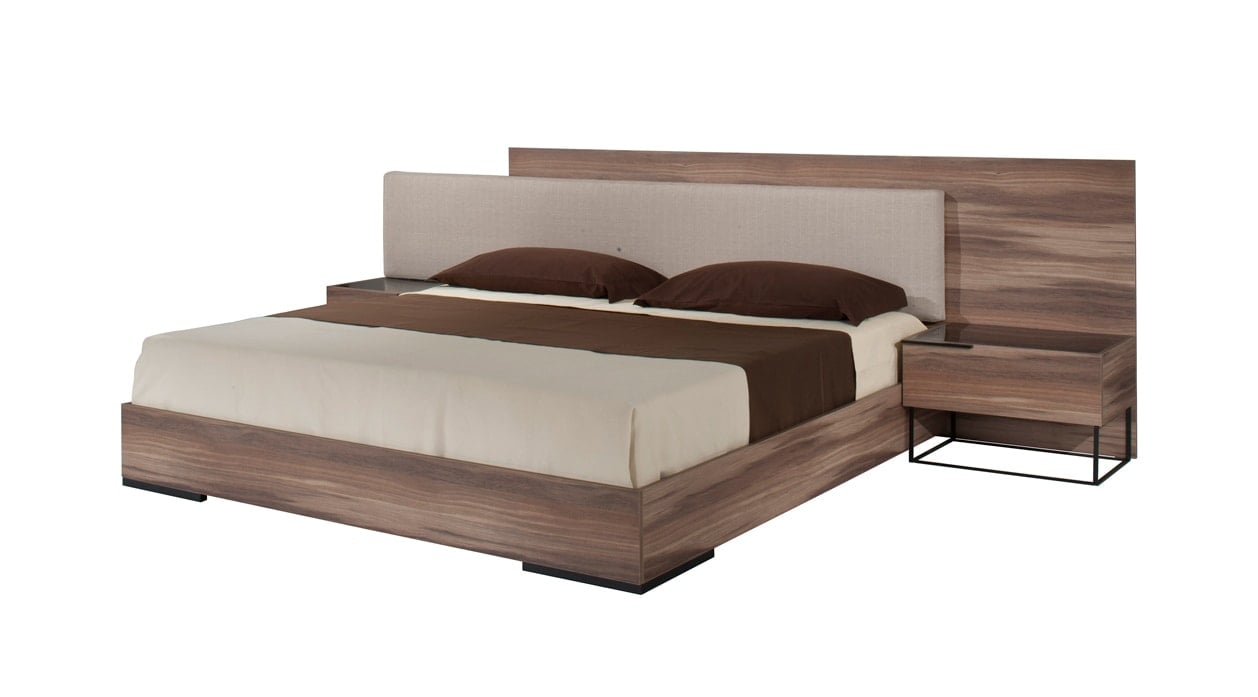 LA Furniture Matteo Italian Modern Eastern King Walnut & Fabric Bed VGACMATTEO-BED-EK Contemporary Style by Vig Furnitrue Number 73748 Catch Home Goods