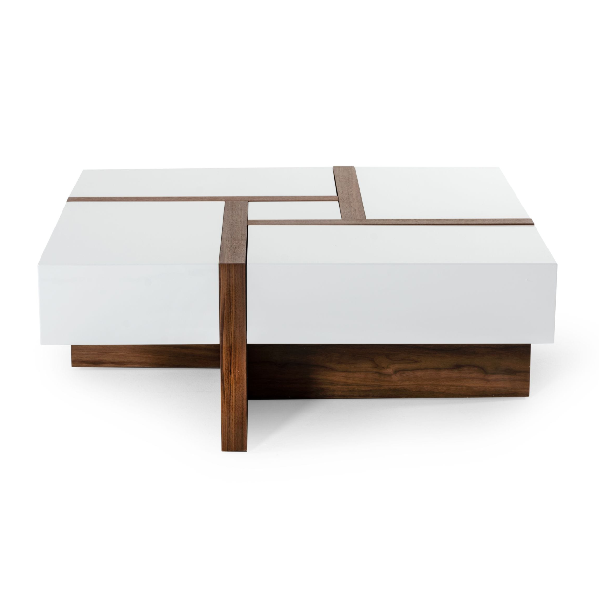 LA Furniture Makai Modern White & Walnut Square Coffee Table VGBBLE624E-WHTWAL Contemporary Style by Vig Furnitrue Number 73876A Catch Home Goods