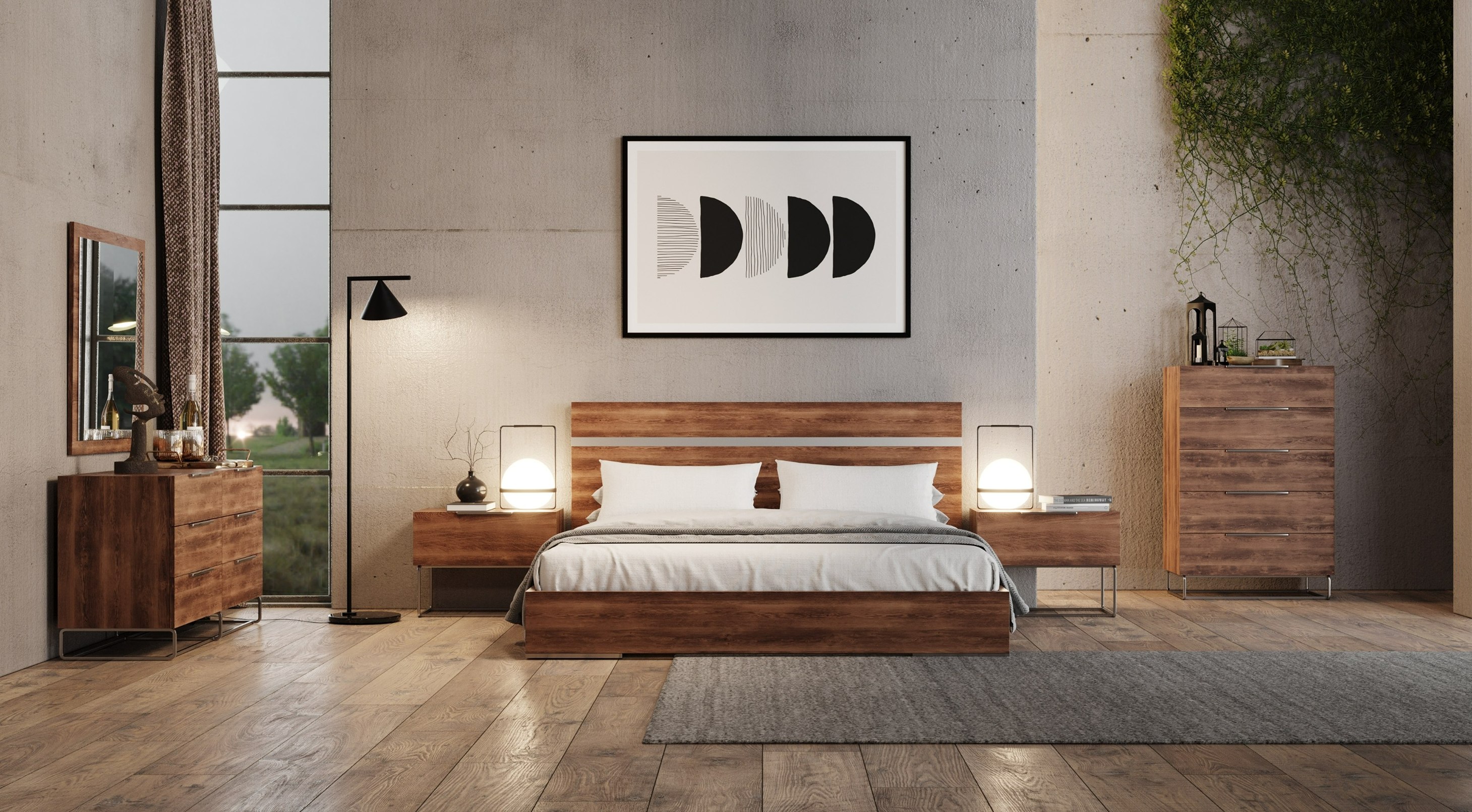 LA Furniture Eastern King Lorenzo Italian Modern Light Oak 4-Piece Bedroom Set VGACLORENZO-4PC-SET-EK Contemporary Style by Vig Furnitrue Number 85626 Catch Home Goods