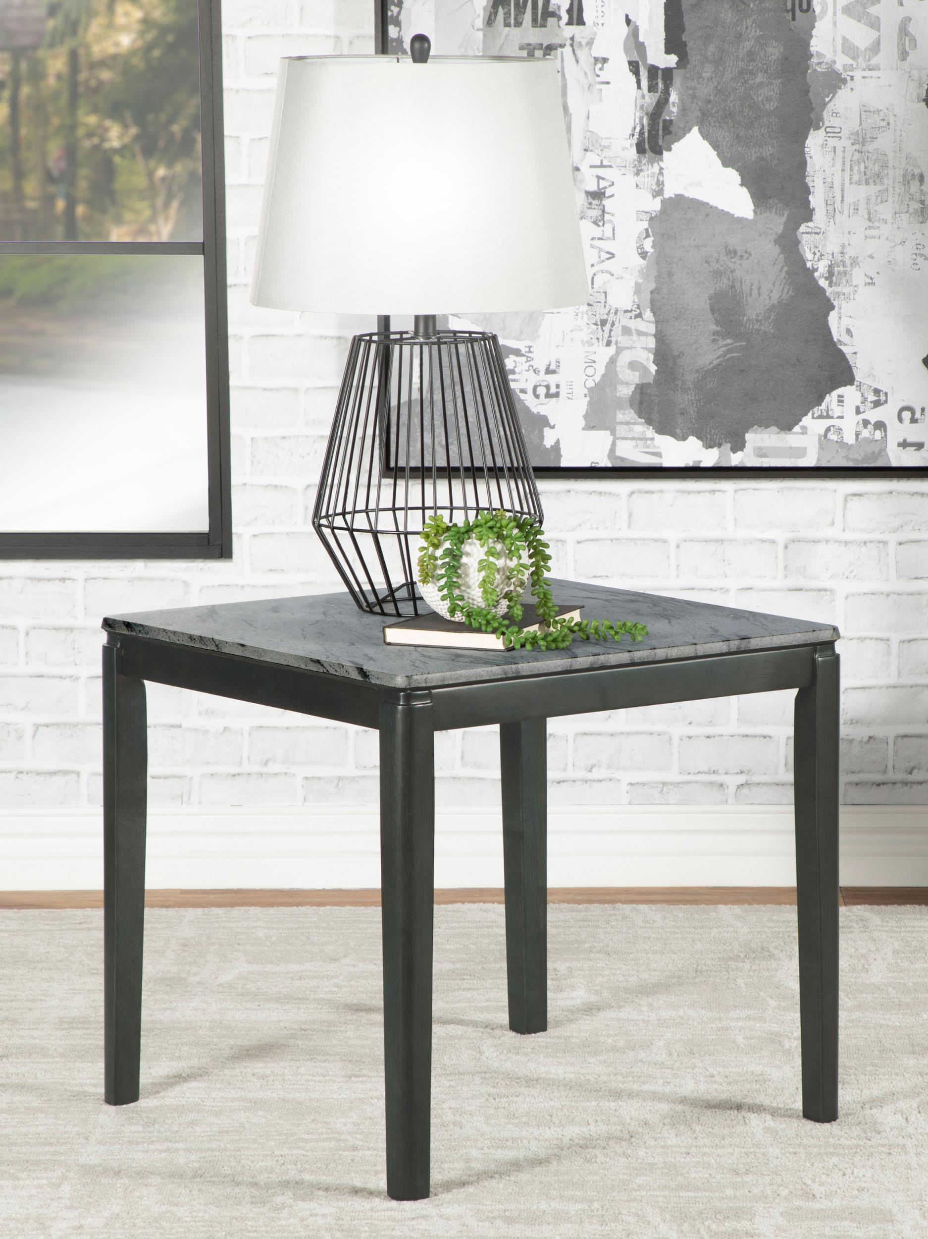 Coaster Mozzi Contemporary Grey Faux Marble End Table Model 753517