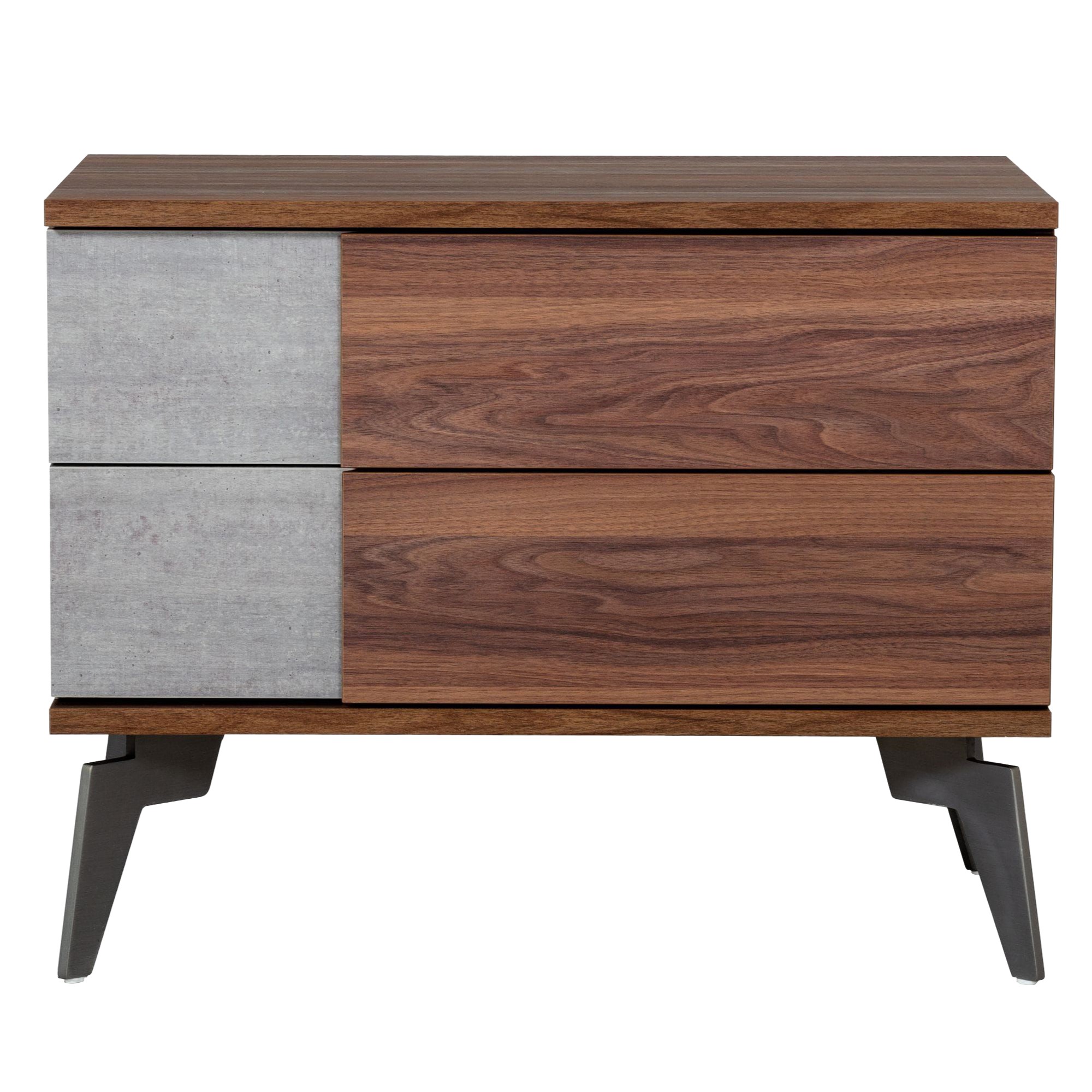 LA Furniture Palermo Modern Italian Faux Concrete & Walnut Nightstand VGACPALERMO-WAL-NS Contemporary Style by Vig Furnitrue Number 75552 Catch Home Goods