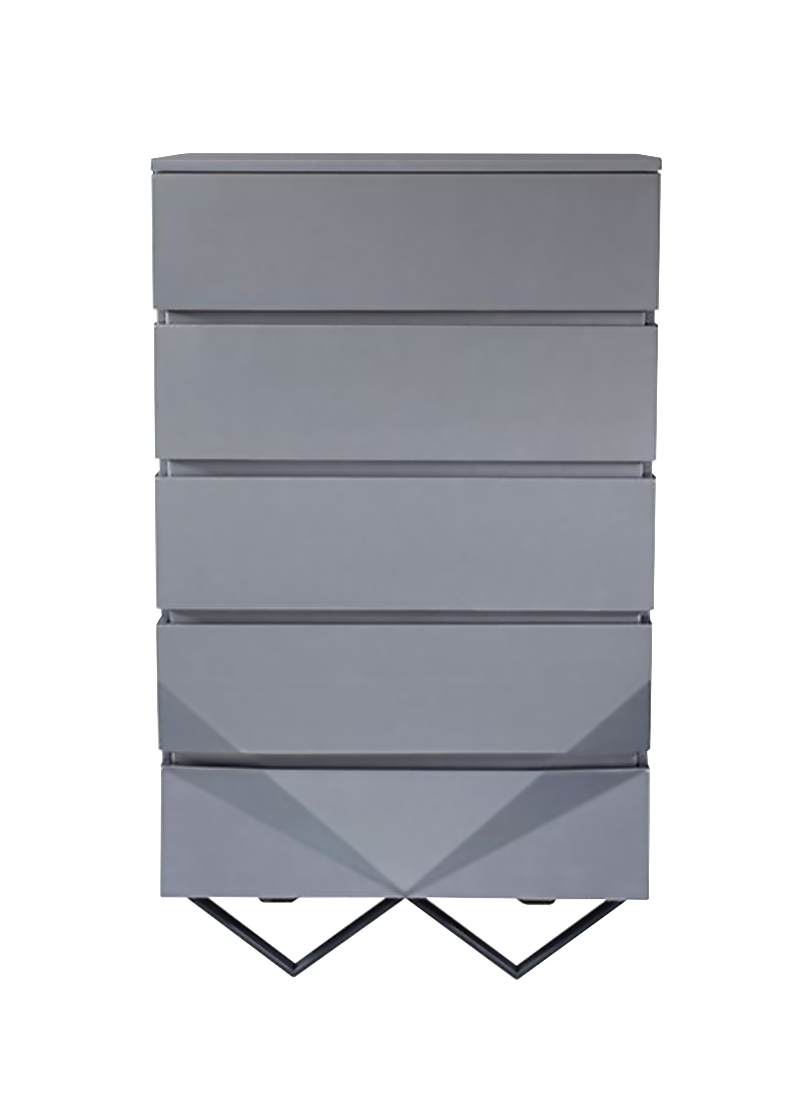 LA Furniture Duke Modern Grey & Black Gun Chrome Chest VGVCJ811-5H-GRY Contemporary Style by Vig Furnitrue Number 75870 Catch Home Goods
