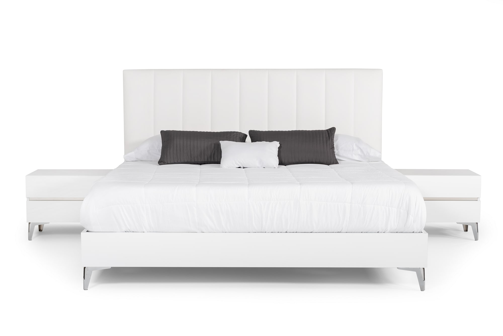 LA Furniture Angela Eastern King Italian White Eco Leather Bed VGACANGELA-BED-EK Contemporary Style by Vig Furnitrue Number 75993 Catch Home Goods