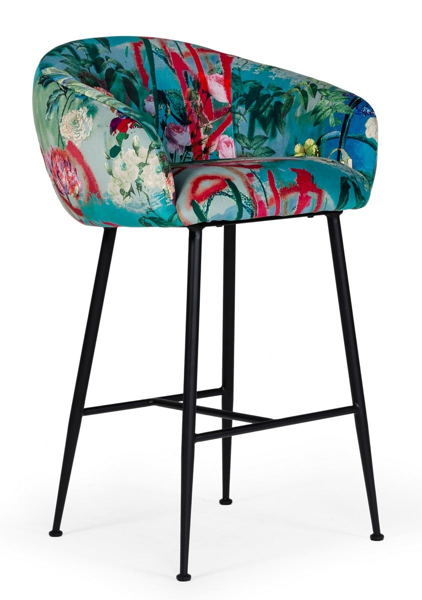 LA Furniture Roxann Contemporary Floral Velvet Bar Stool VGEUMC-9292CH-A-B Contemporary Style by Vig Furnitrue Number 76874 Catch Home Goods