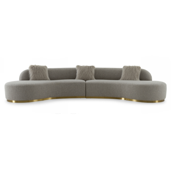 LA Furniture Frontier Glam Grey Fabric Curved Sectional Sofa VGODZW-943 Contemporary Style by Vig Furnitrue Number 76883|76883A Catch Home Goods