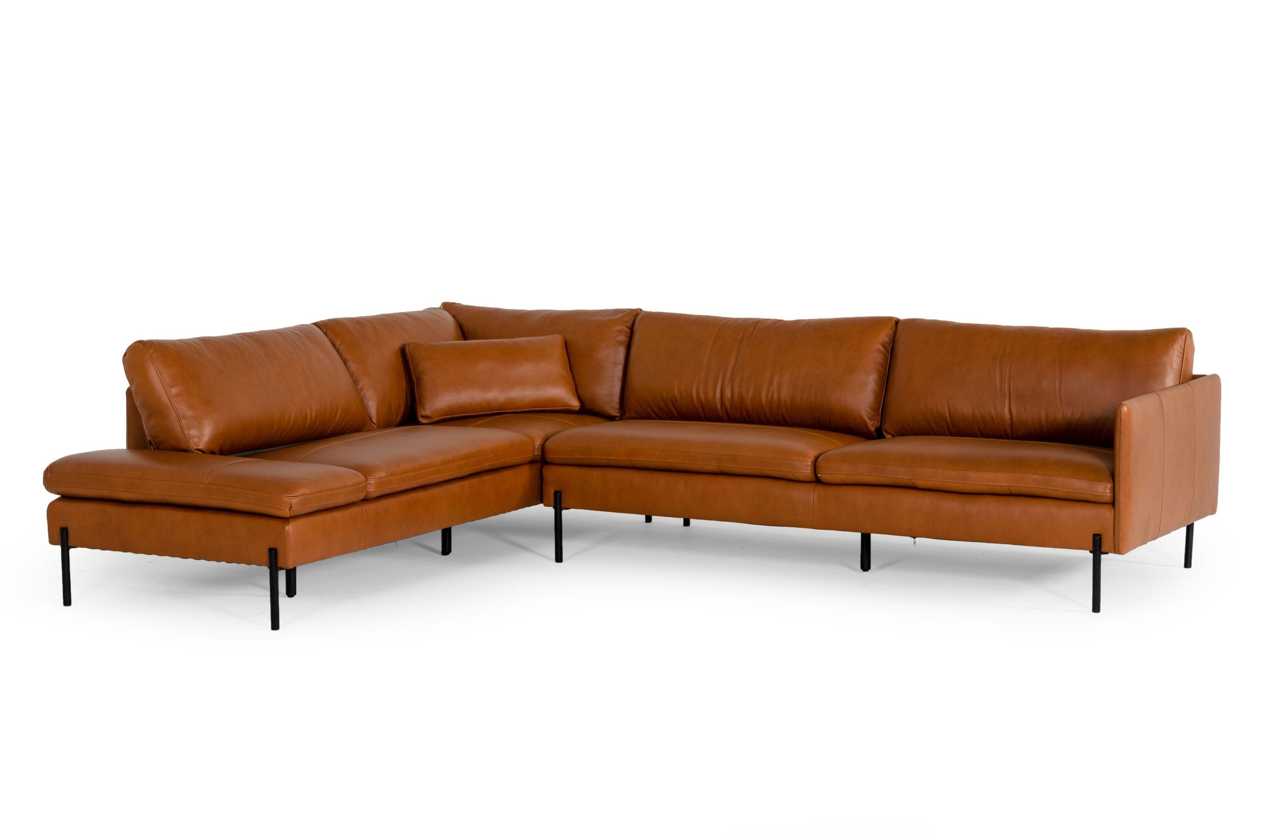 LA Furniture Sherry Modern Cognac Leather Left Facing Sectional Sofa VGKKKF.1061Z-CGN-LAF-SECT Contemporary Style by Vig Furnitrue Number 77457 Catch Home Goods