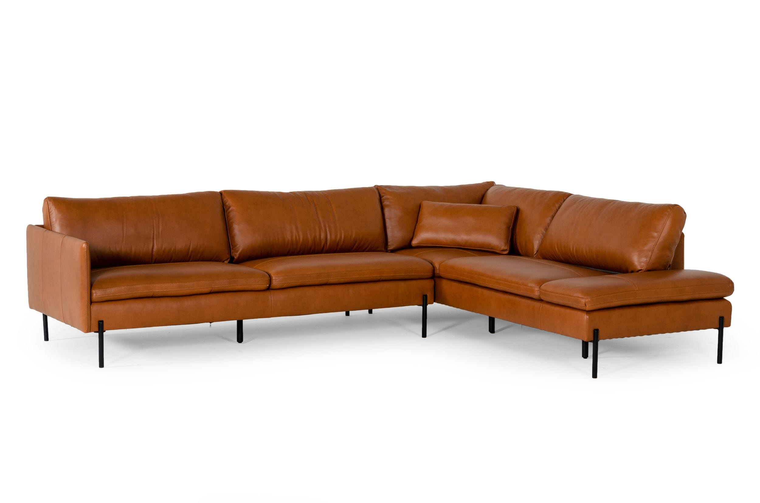 LA Furniture Sherry Modern Cognac Leather Right Facing Sectional Sofa VGKKKF.1061Z-CGN-RAF-SECT Contemporary Style by Vig Furnitrue Number 77459|77459A Catch Home Goods