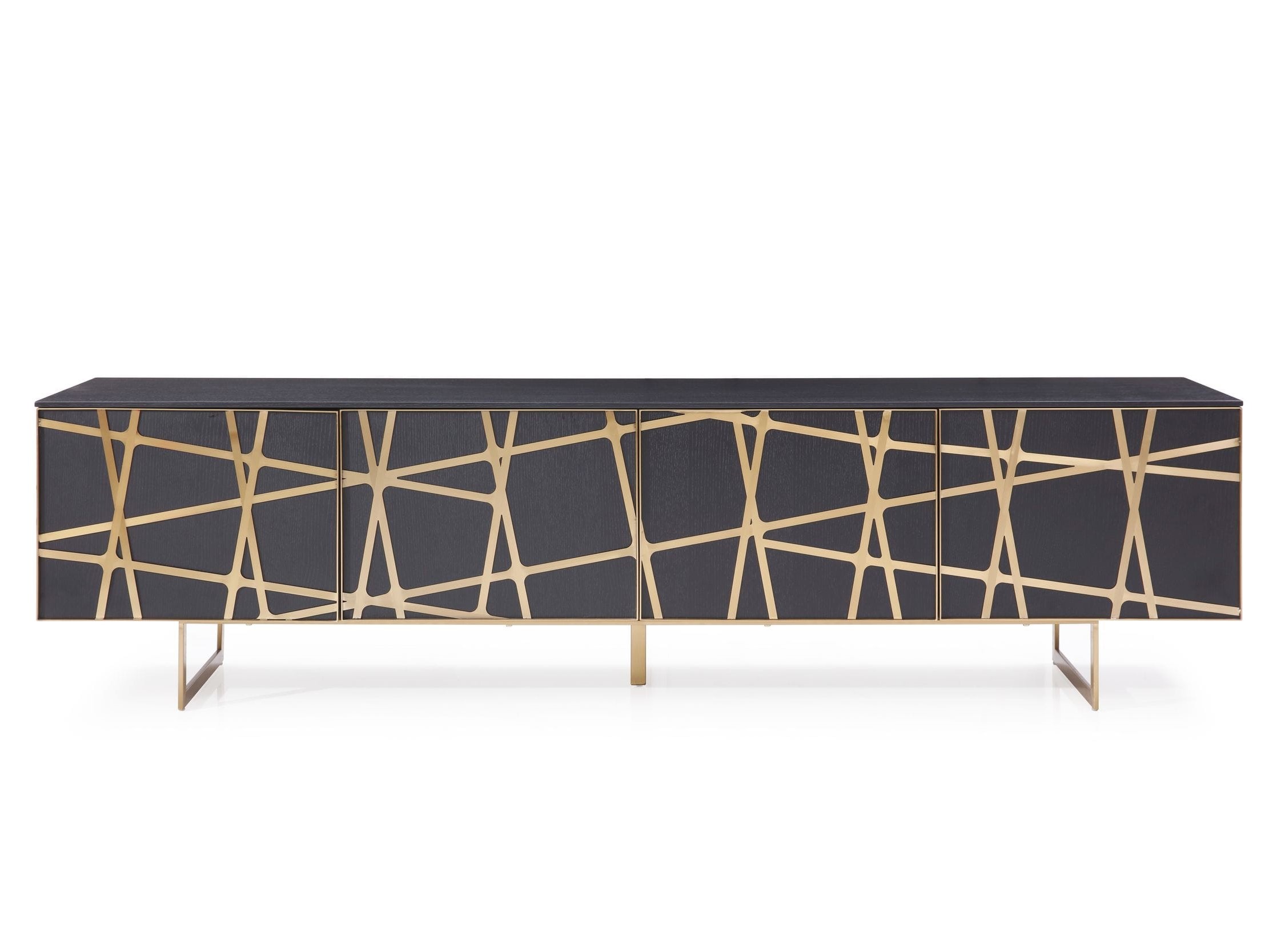 LA Furniture Kilson Modern Black Oak & Champagne Gold TV Stand VGVCTV1819-WG-BLK-TV Contemporary Style by Vig Furnitrue Number 77714 Catch Home Goods