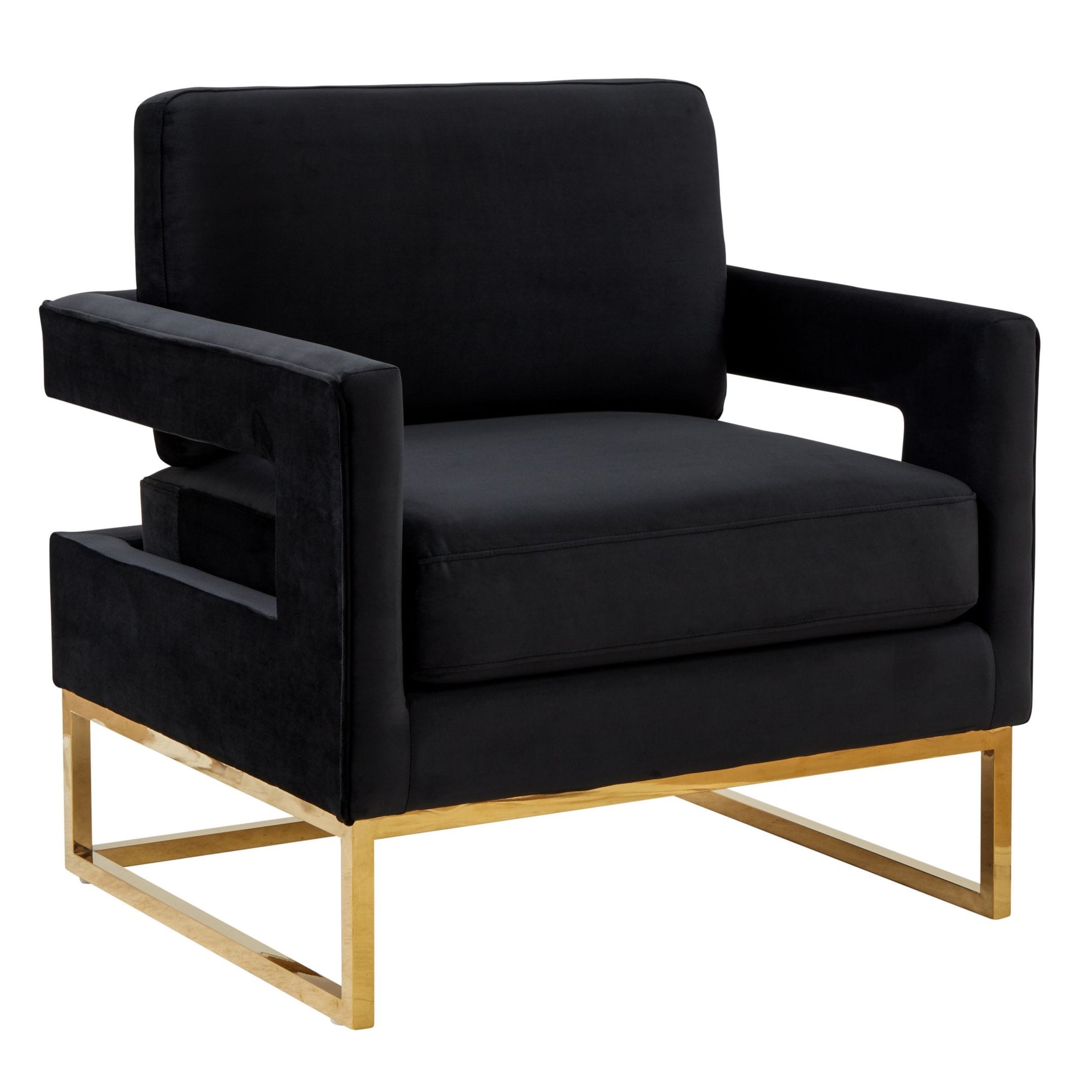LA Furniture Edna Modern Black Velvet & Gold Accent Chair VGRHRHS-AC-201-BLK Contemporary Style by Vig Furnitrue Number 78025 Catch Home Goods
