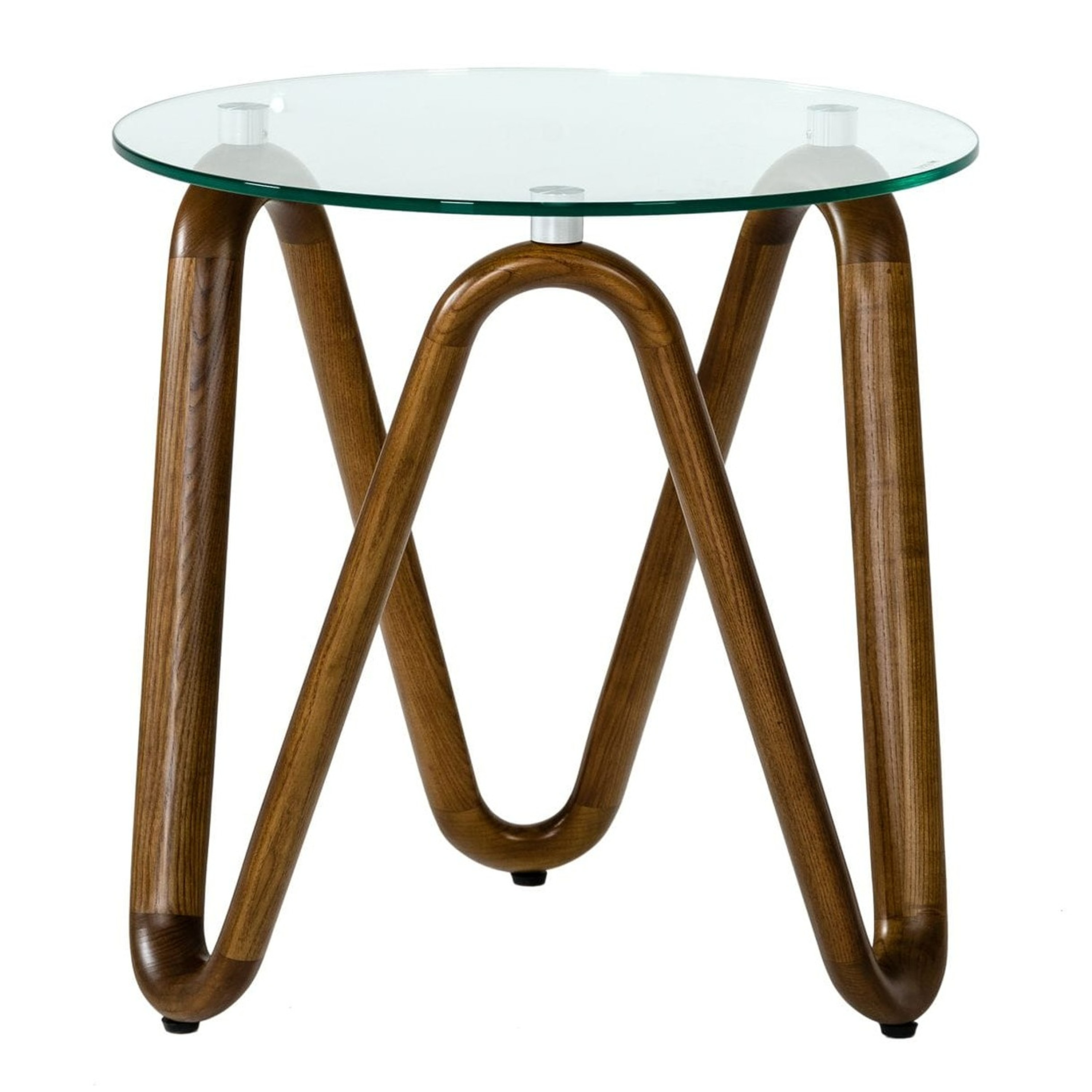 LA Furniture Lassen Modern Glass & Walnut End Table VGCSLT-20048-WAL-ET Contemporary Style by Vig Furnitrue Number 78042 Catch Home Goods