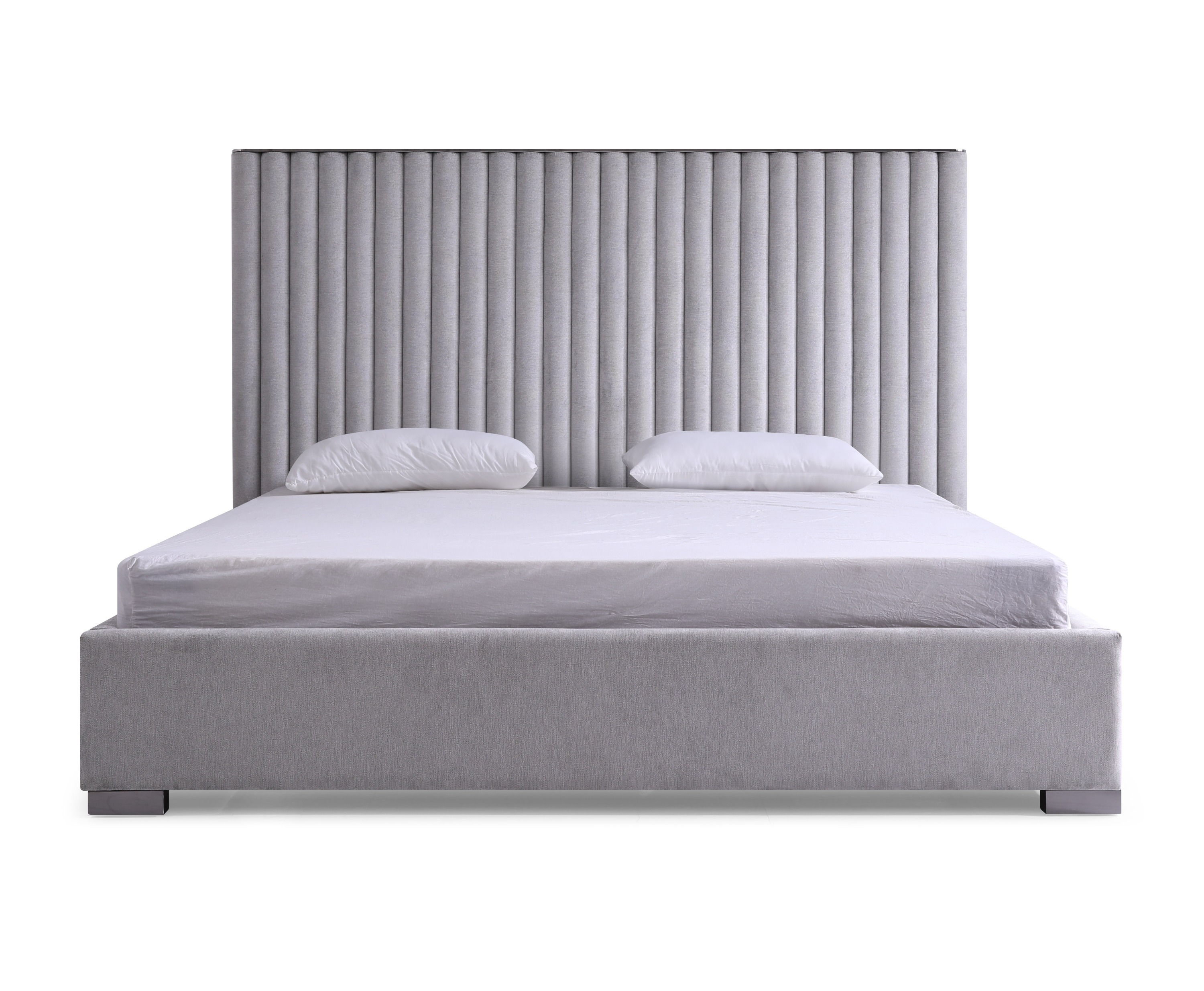 LA Furniture Splendor Silver + Grey Velvet Upholstered King Platform Bed VGVCBD20256-BED-EK Contemporary Style by Vig Furnitrue Number 78061 Catch Home Goods