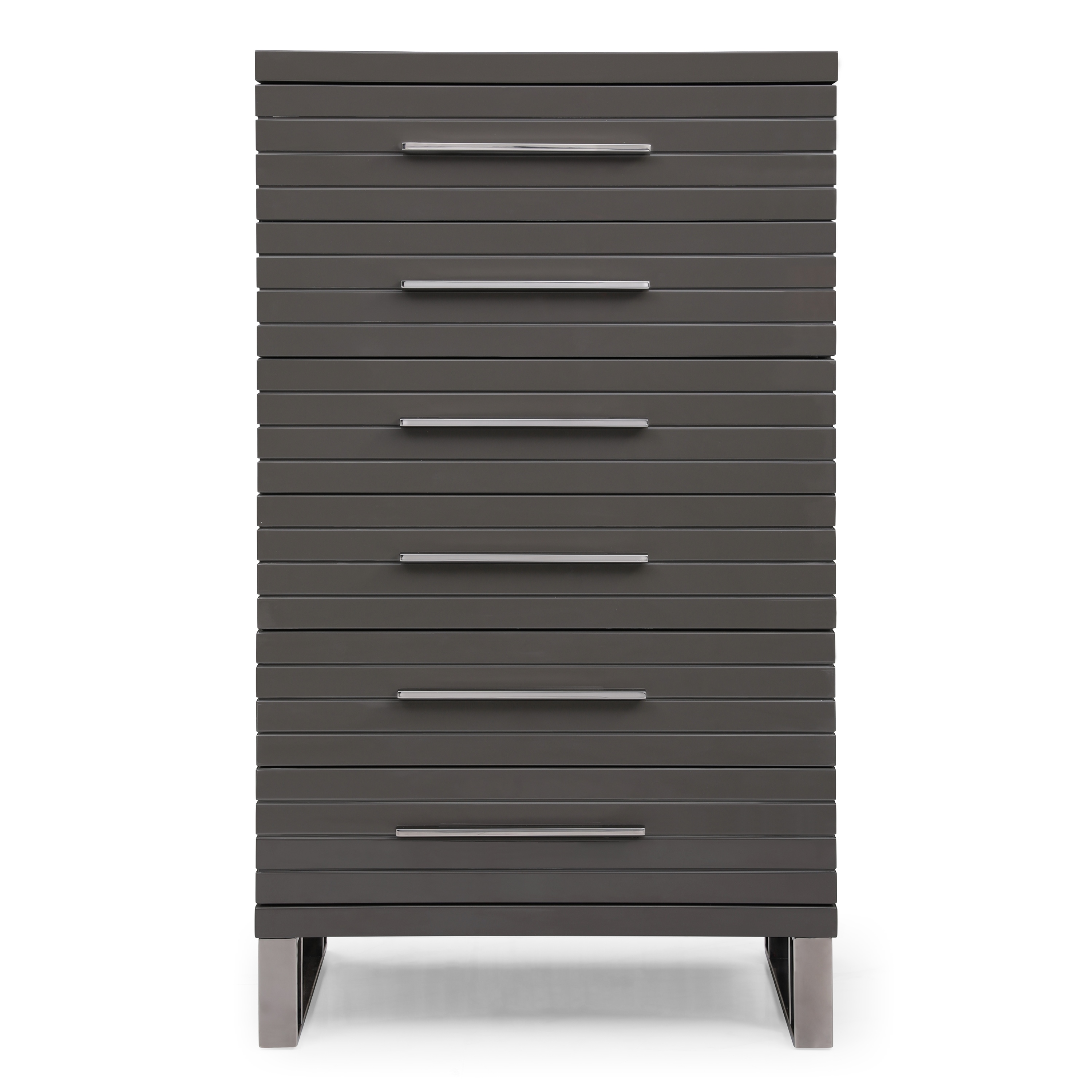 LA Furniture Splendor Grey High Gloss Slatted Chest VGVCJ20256-6H-GRY-CHEST Contemporary Style by Vig Furnitrue Number 78063 Catch Home Goods