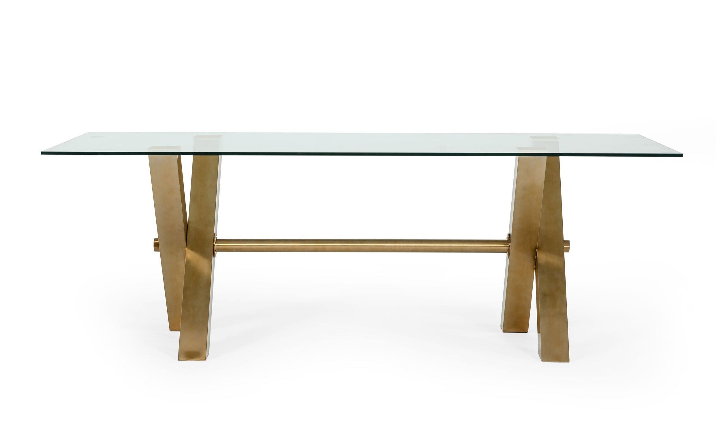 LA Furniture Dandy Modern Golden & Glass Dining Table VGGMDT-1305-DT Contemporary Style by Vig Furnitrue Number 78098 Catch Home Goods