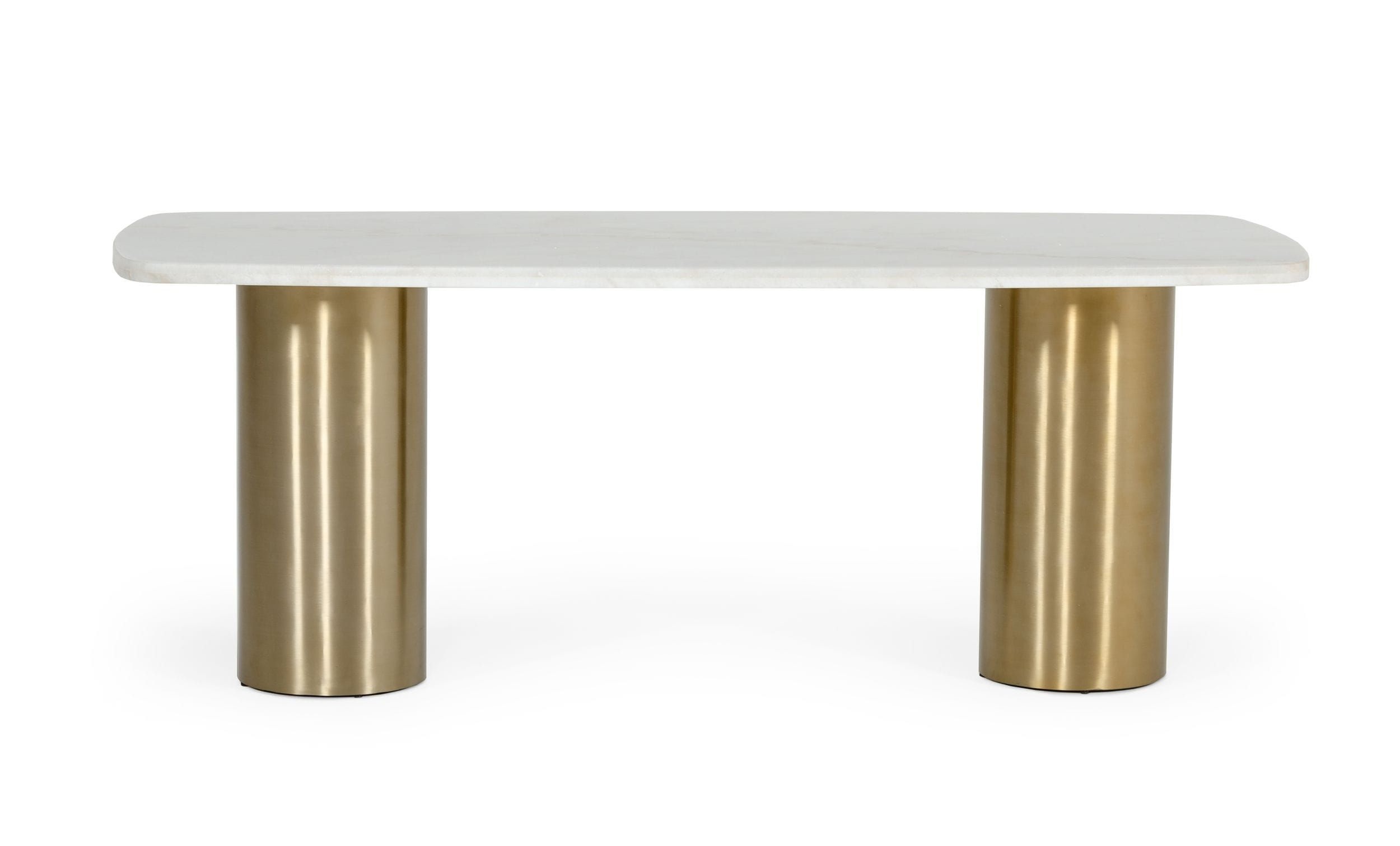 LA Furniture Rocky Glam White Marble & Brush Gold Dining Table VGGMM-DT-1360A-DT Contemporary Style by Vig Furnitrue Number 78100 Catch Home Goods