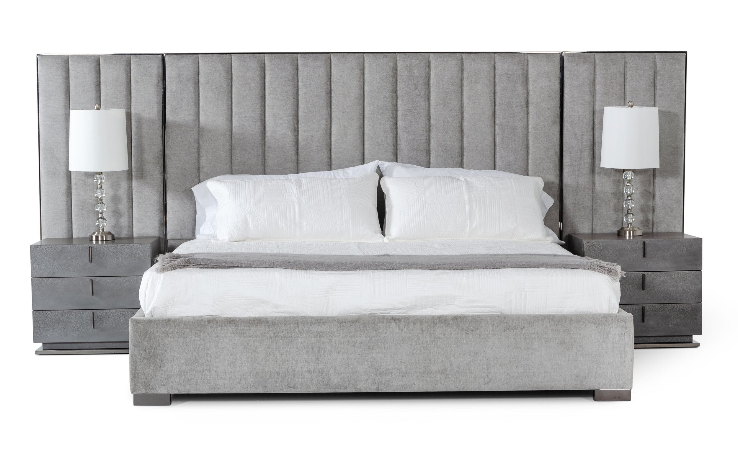 LA Furniture Eastern King Buckley Modern Grey & Black Stainless Steel Bed VGVC2003-BED1-EK Contemporary Style by Vig Furnitrue Number 77570 Catch Home Goods