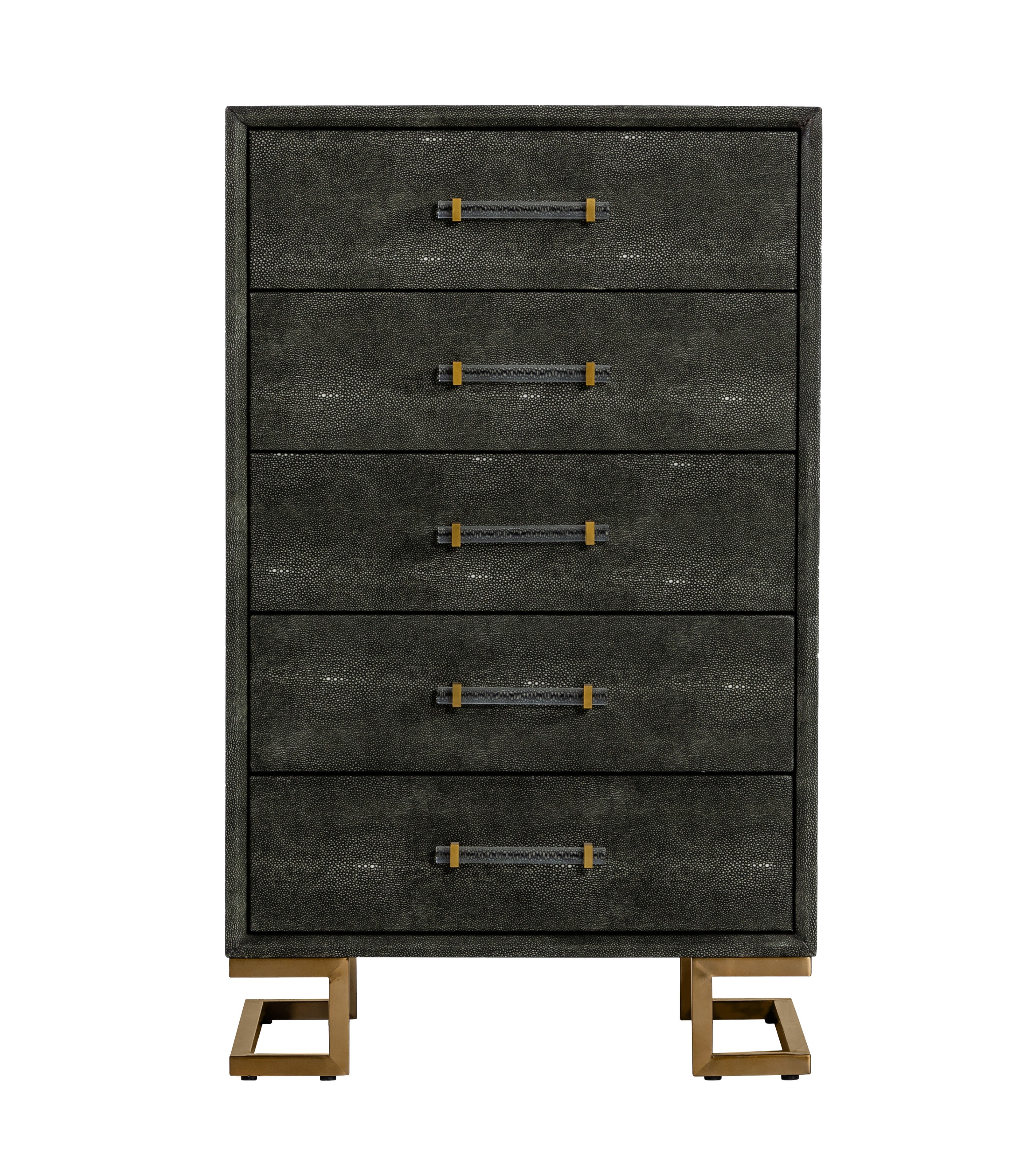 LA Furniture Howard Modern Shagreen Grey Leatherette & Gold Chest VGGMCHD-1528-5-CHEST Contemporary Style by Vig Furnitrue Number 78298 Catch Home Goods
