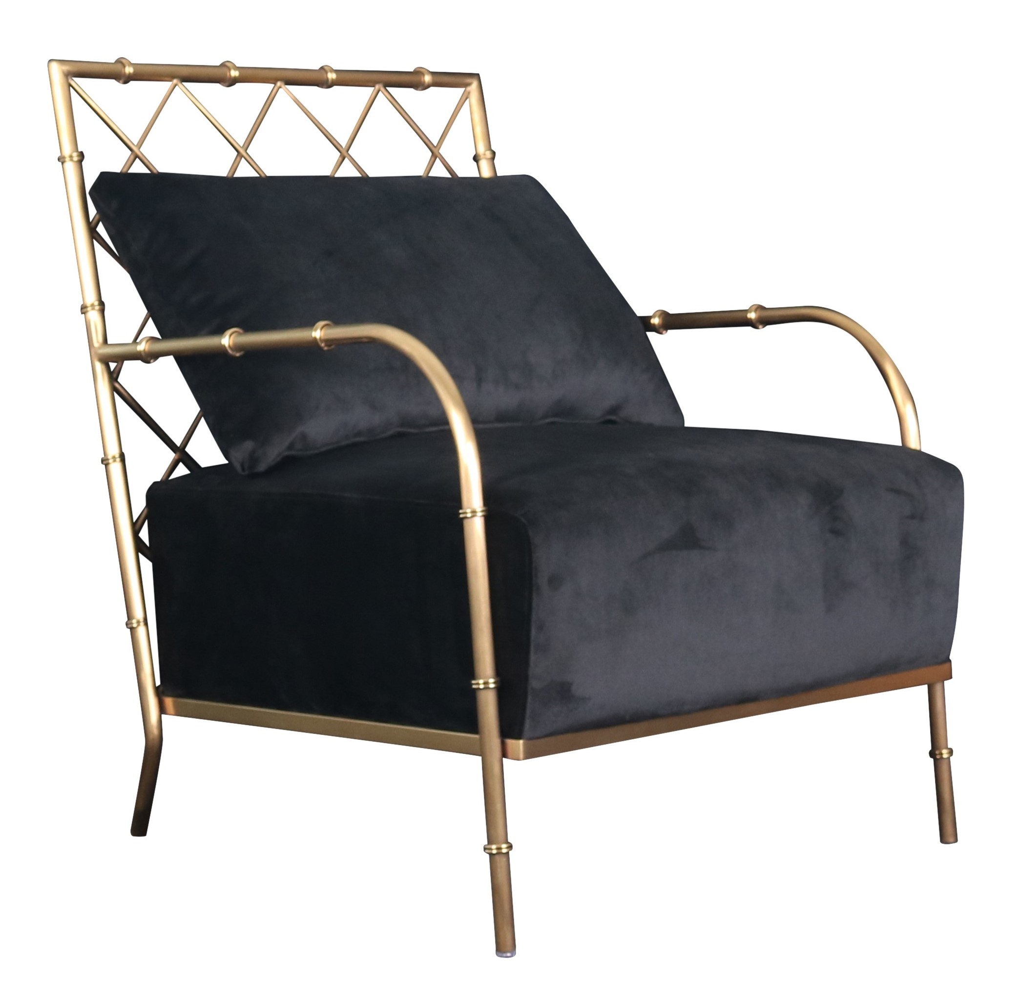 LA Furniture Ignacio Glam Black Velvet & Gold Accent Chair VGMFOC-2211-BLK-CH Contemporary Style by Vig Furnitrue Number 78507 Catch Home Goods