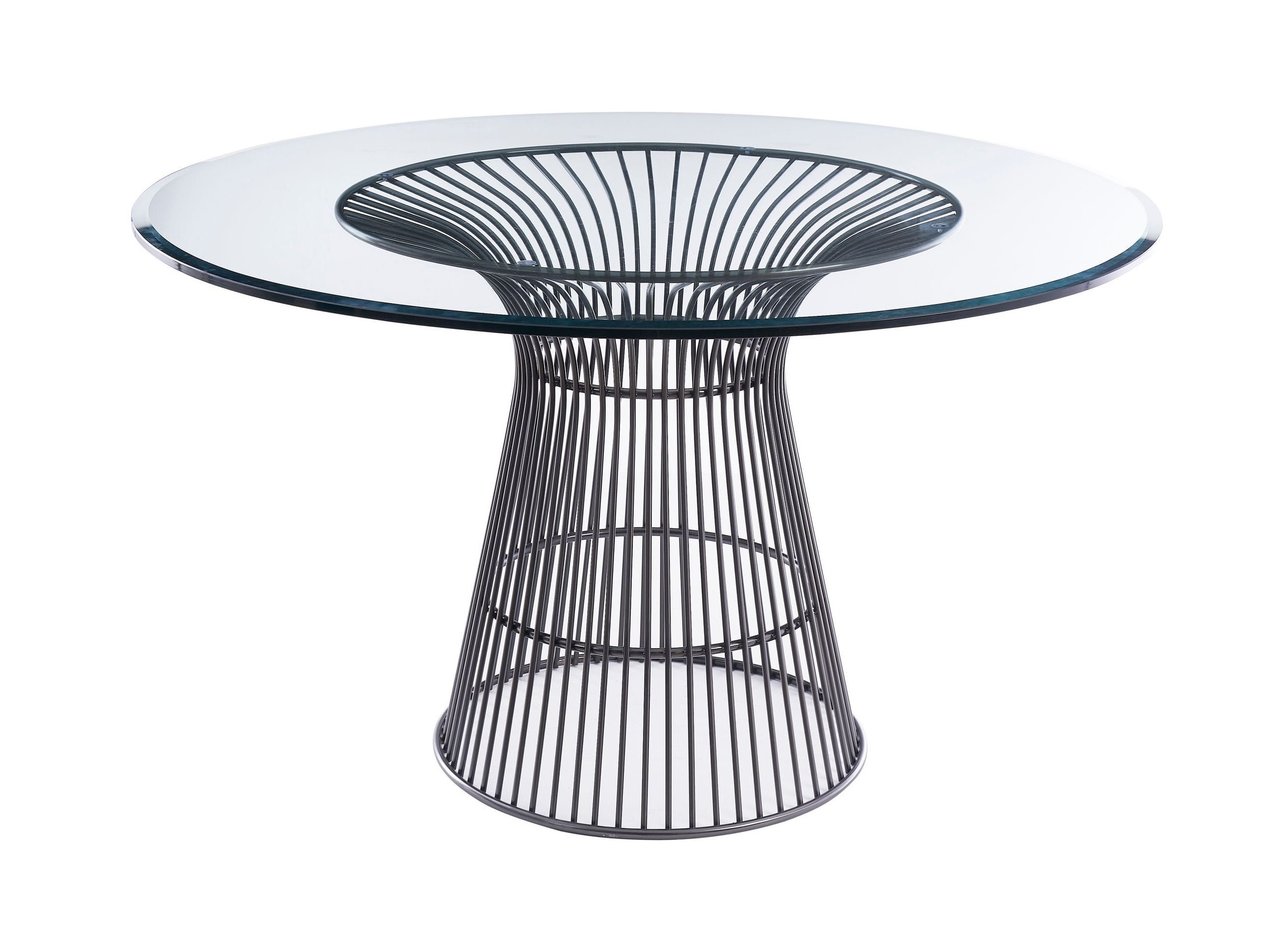 LA Furniture Chandler Modern Round Glass & Black Stainless Steel Dining Table VGZAT007-1-BLK-DT Contemporary Style by Vig Furnitrue Number 78568A Catch Home Goods