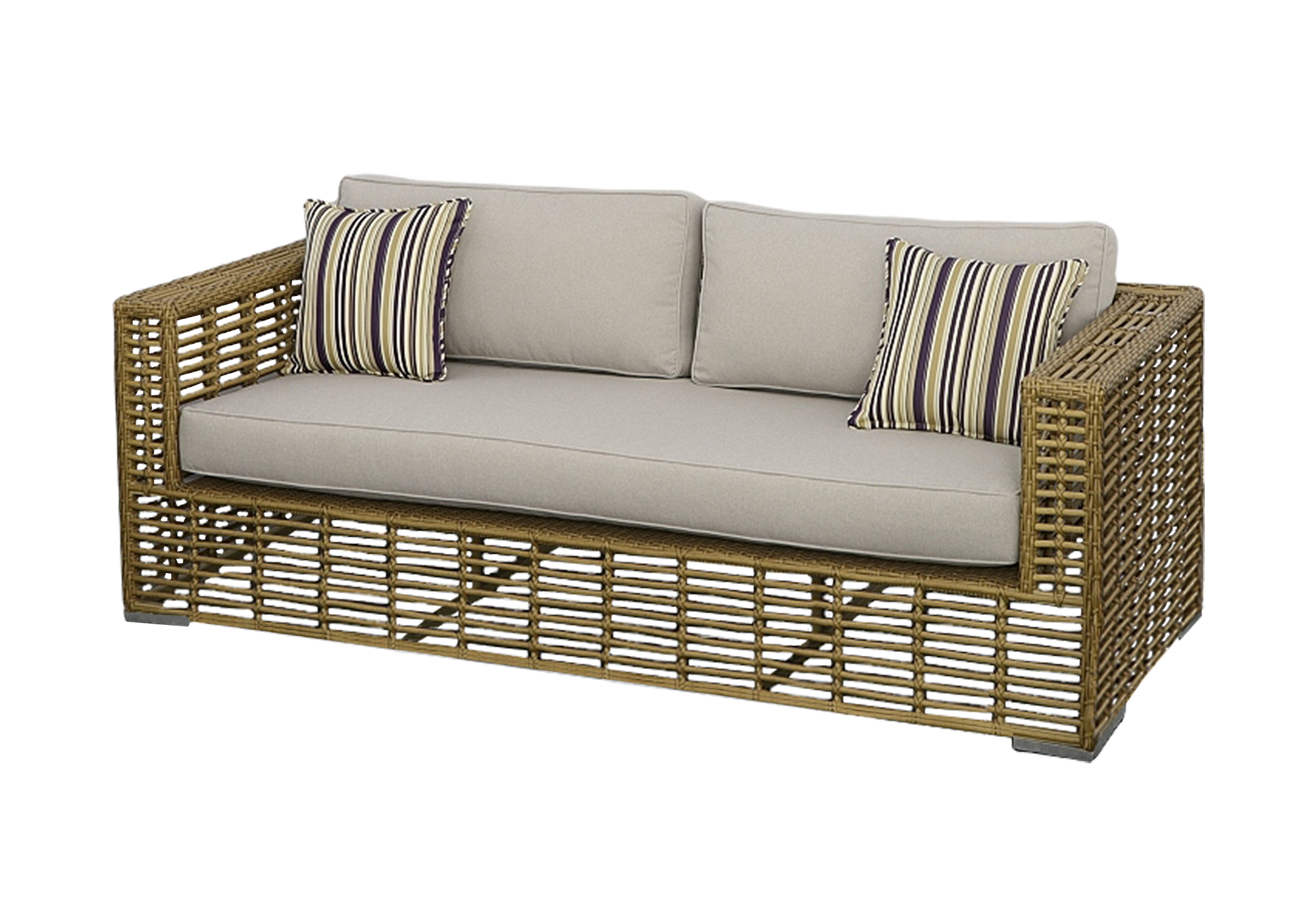 LA Furniture Ko Tao Outdoor Beige + Wicker Sofa VGATRASF-054-SOFA Contemporary Style by Vig Furnitrue Number 79251 Catch Home Goods