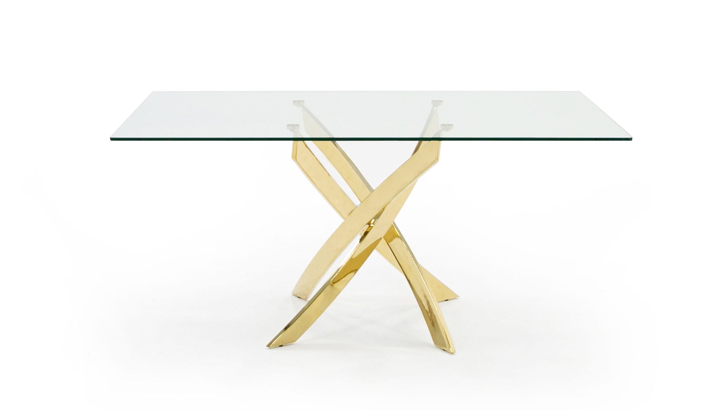 LA Furniture Pyrite Modern Glass and Gold Dining Table VGEW-2133EE-G Contemporary Style by Vig Furnitrue Number 79517 Catch Home Goods