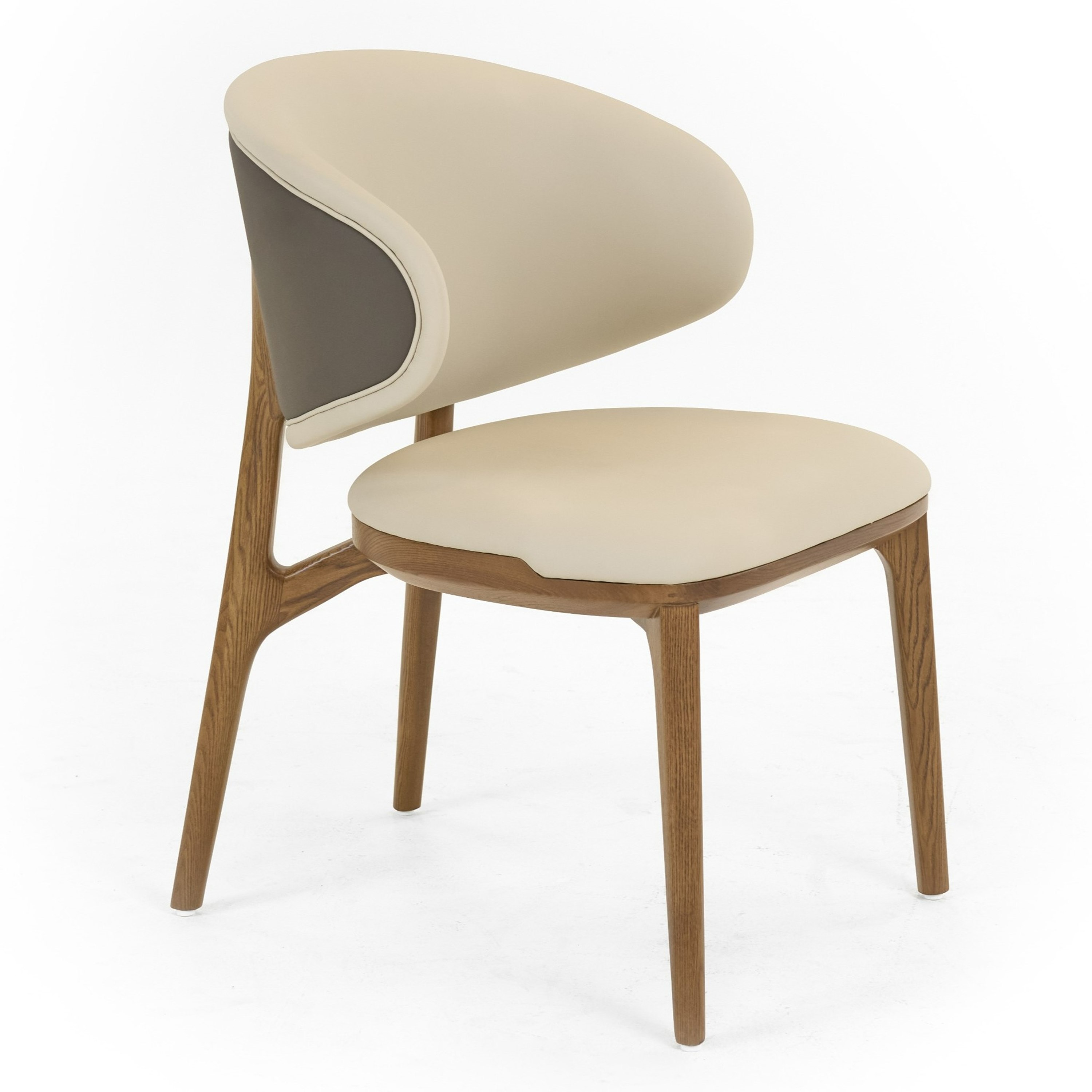 LA Furniture Chance Contemporary Cream and Brown Leatherette Walnut Dining Chair VGCS-CH21045-DC Contemporary Style by Vig Furnitrue Number 79640 Catch Home Goods