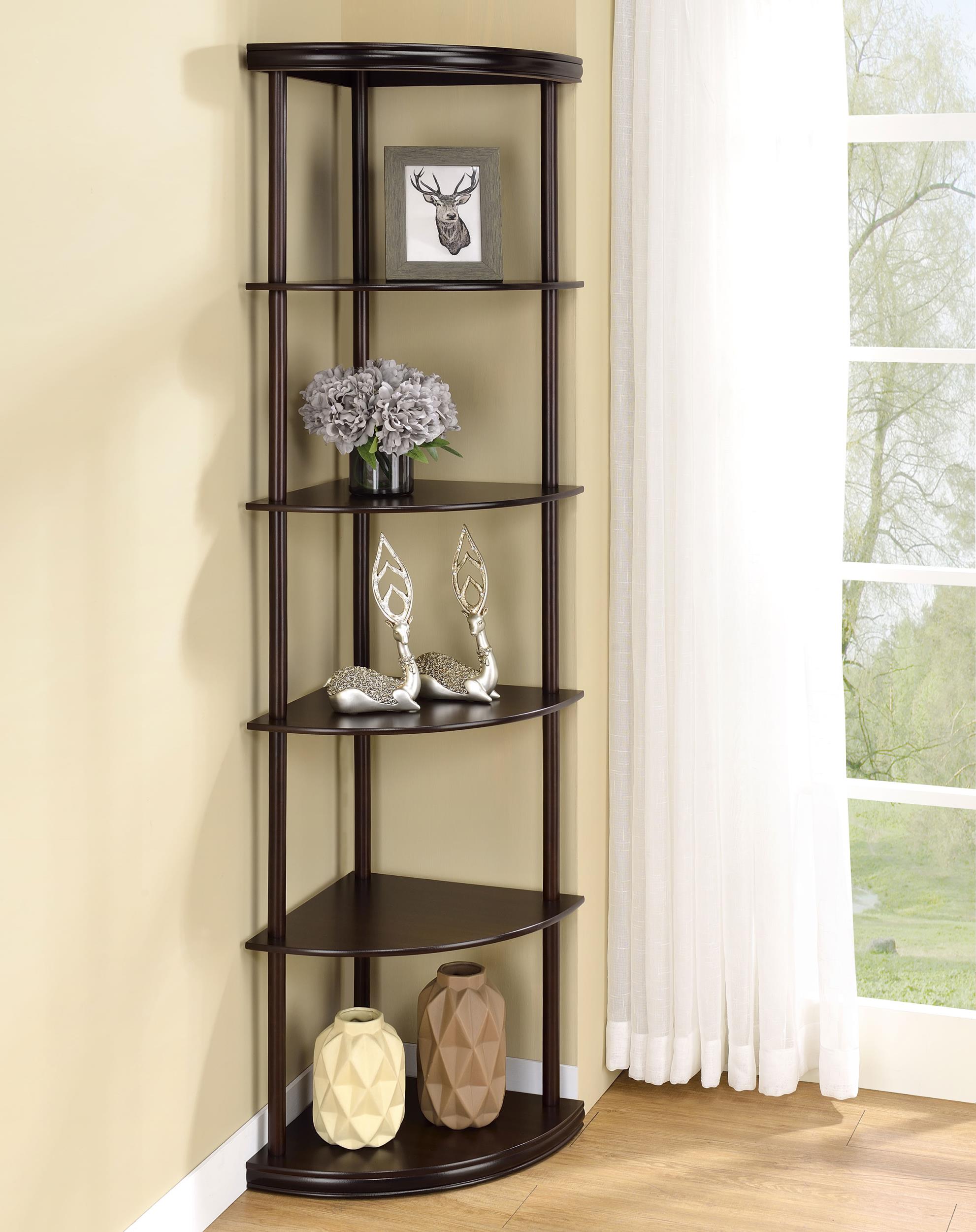 Coaster Bonwick Transitional Cappuccino Corner Bookcase Model 800279