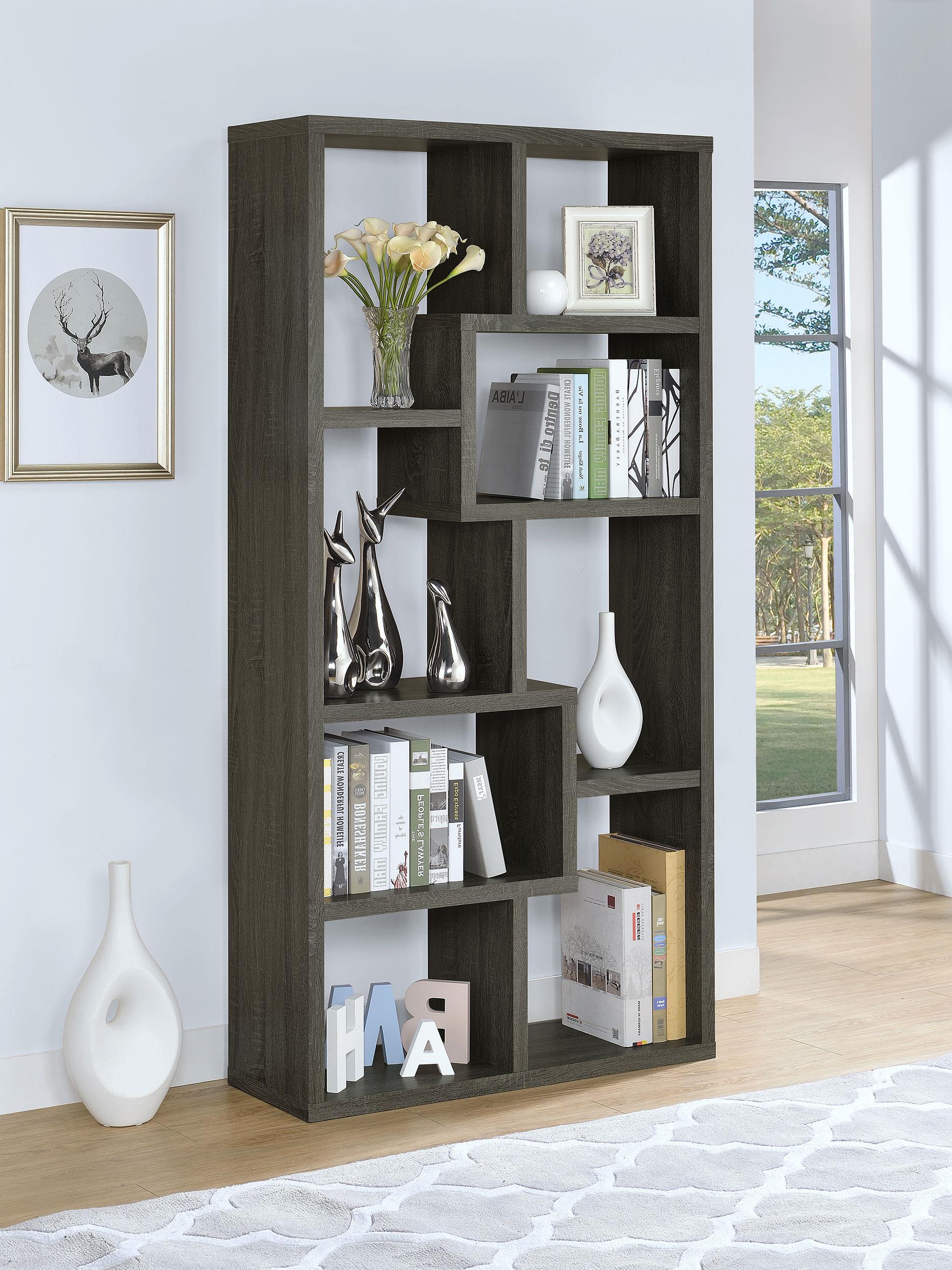 Coaster Theo Transitional Weathered Grey Bookshelf Model 800510