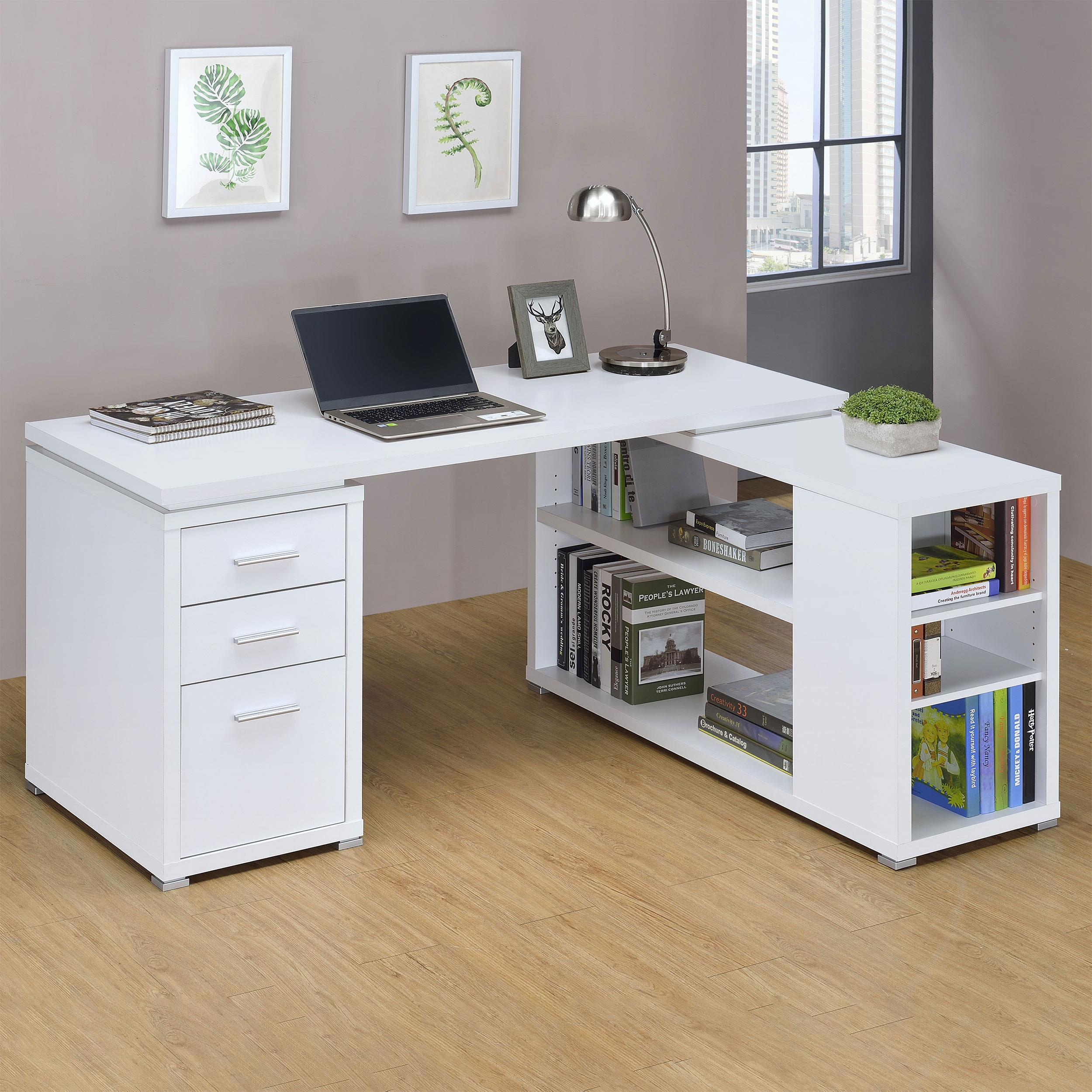 Coaster Yvette Transitional White L-Shape Desk Model 800516