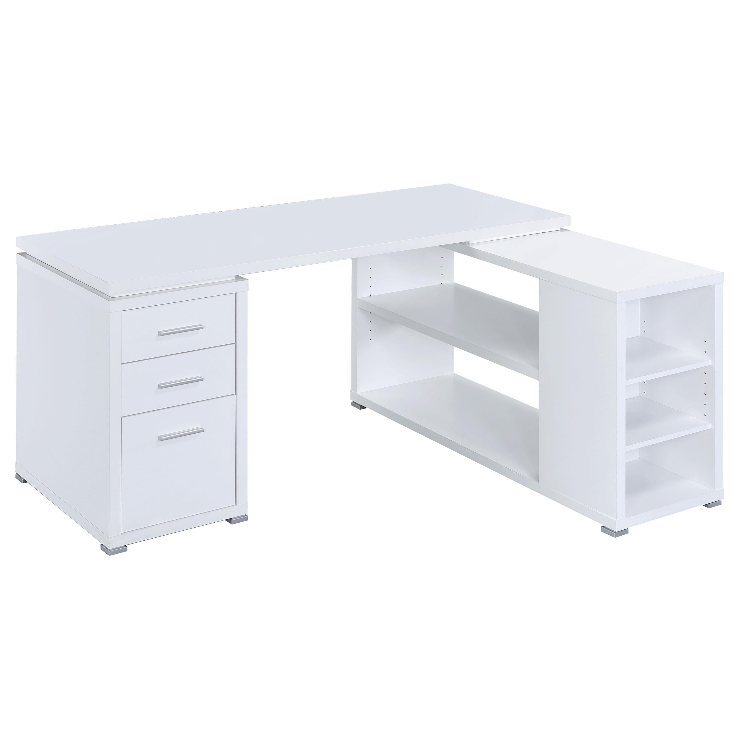 Coaster Yvette Transitional White L-Shape Desk Model 800516