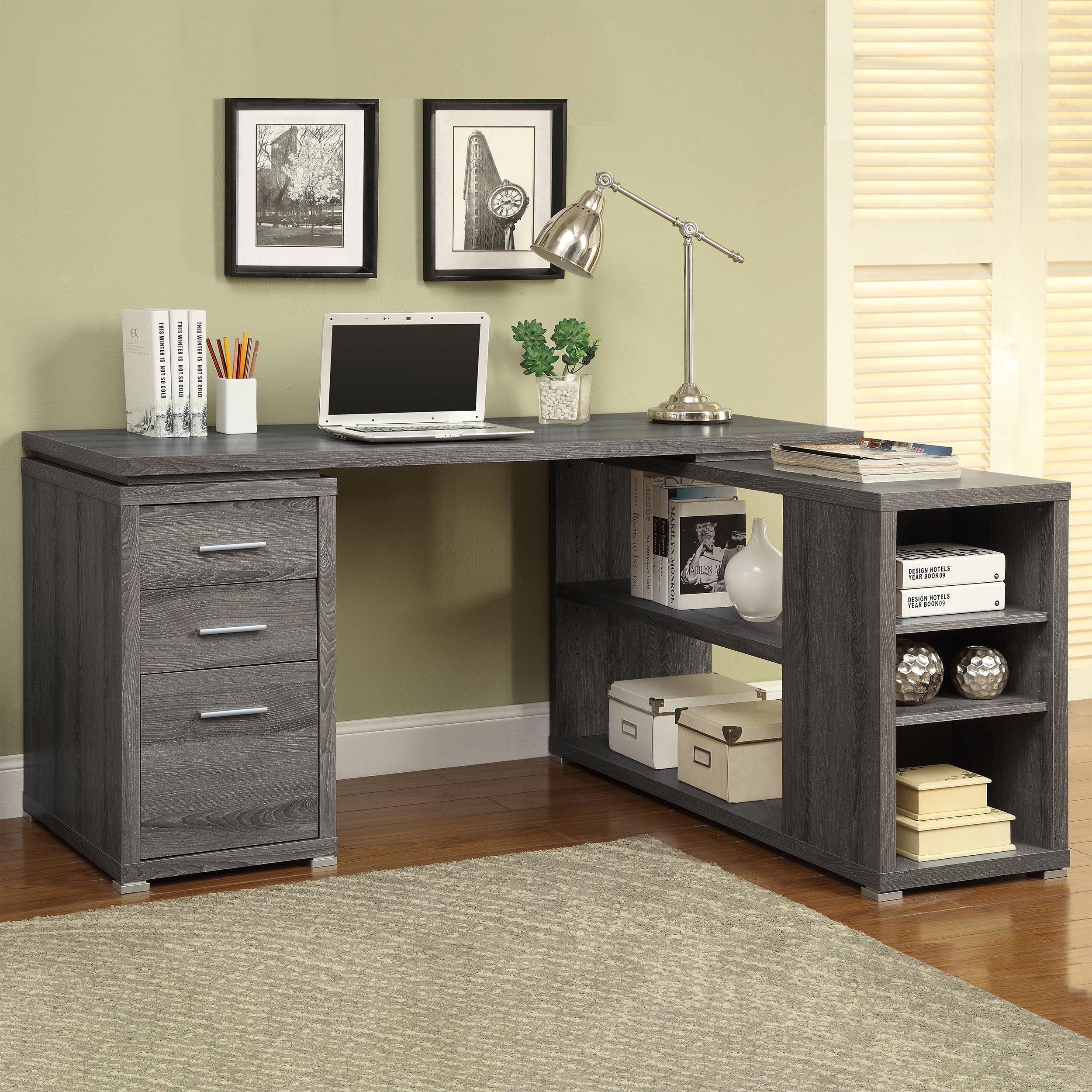 Coaster Yvette Transitional Weathered Grey L-Shape Desk Model 800518