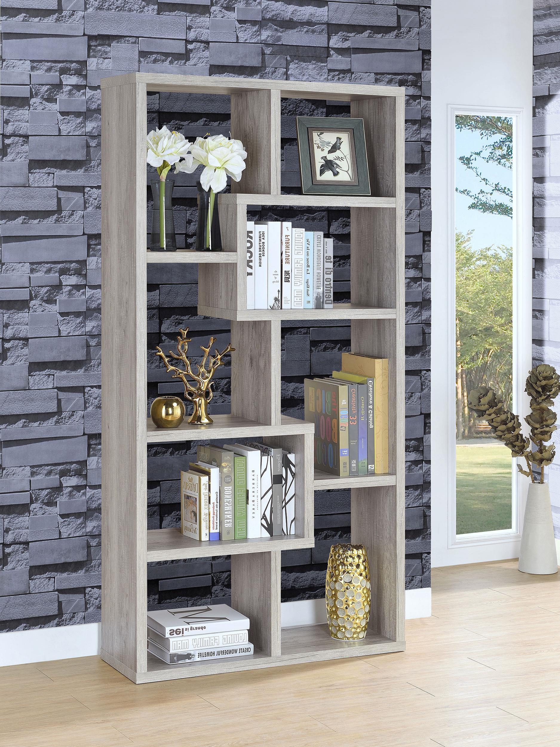 Coaster Theo Transitional Grey Driftwood Bookshelf Model 801137