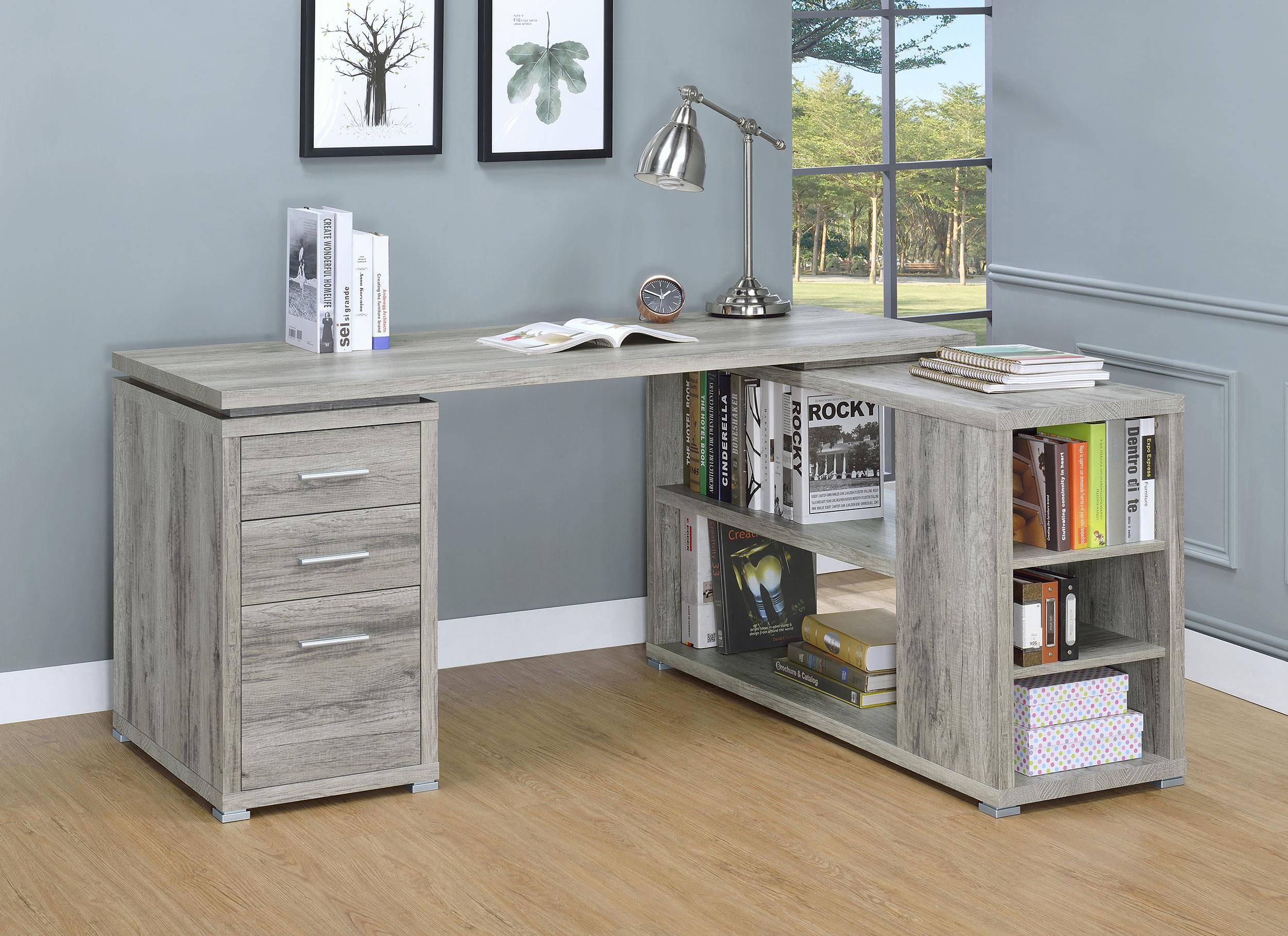 Coaster Yvette Transitional Grey Driftwood L-Shape Desk Model 801516