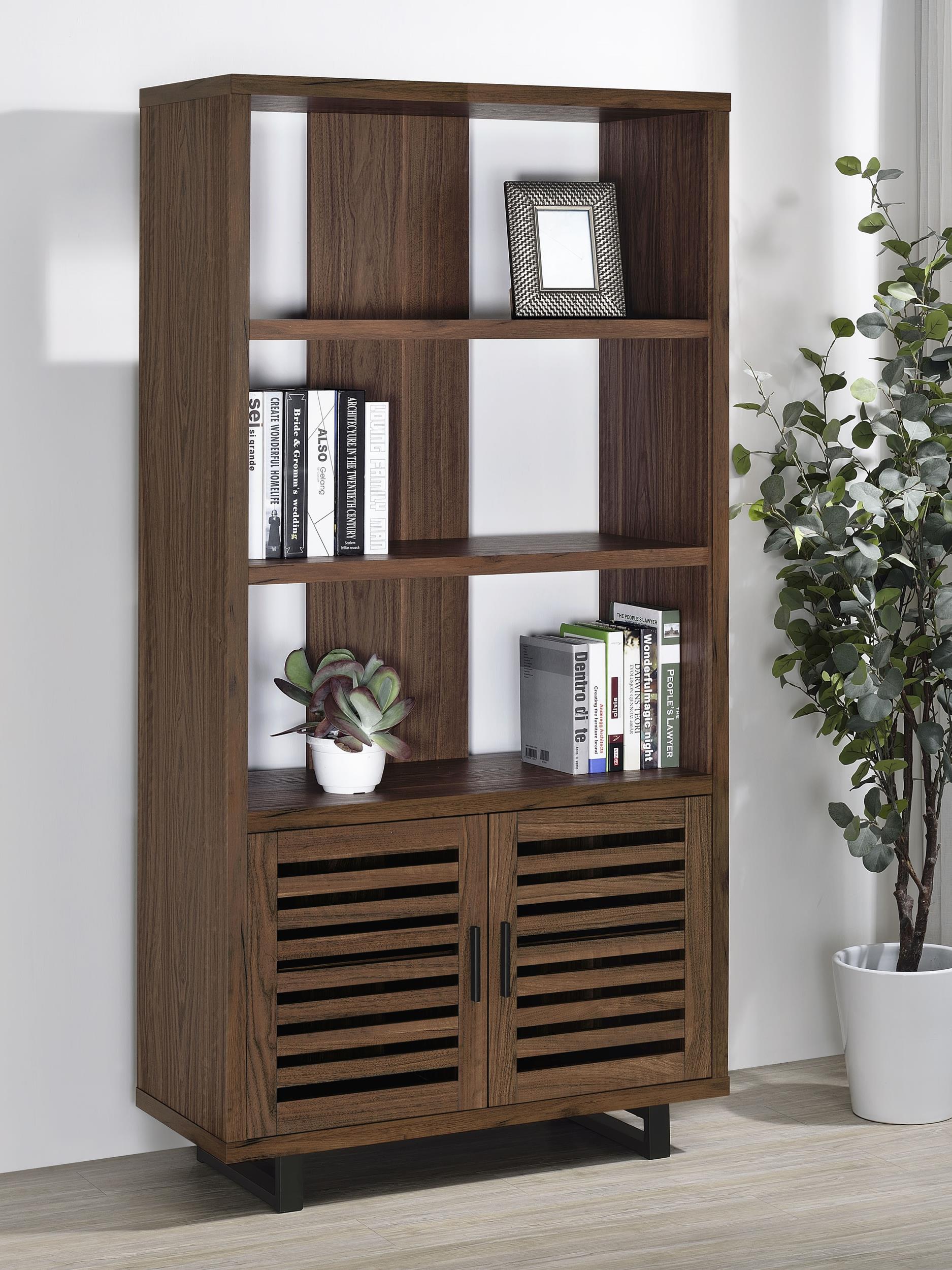 Coaster Maddox Transitional Walnut Cabinet Bookshelf Model 801863