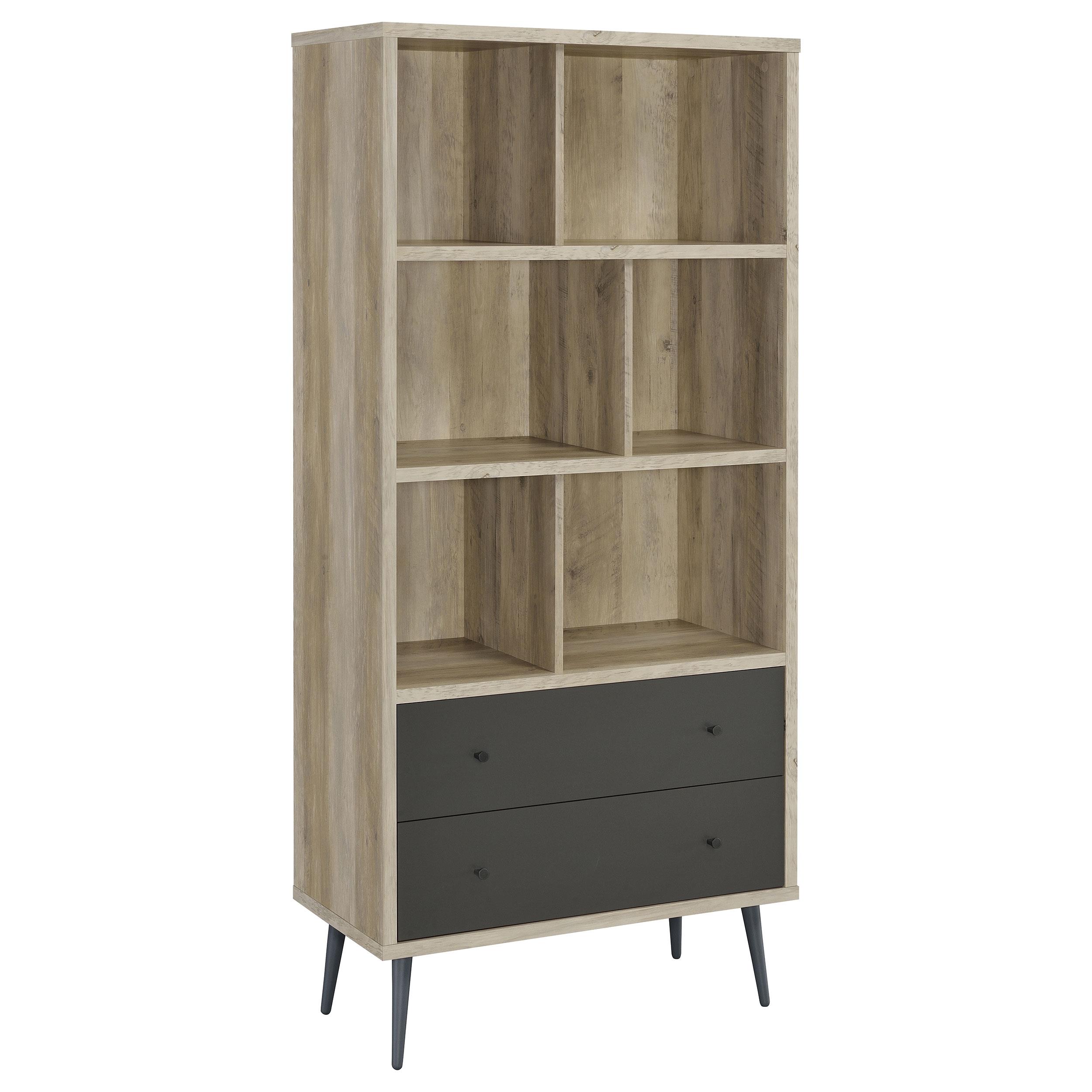 Coaster Maeve Mid-Century Modern Distressed Pine Bookcase Model 801923