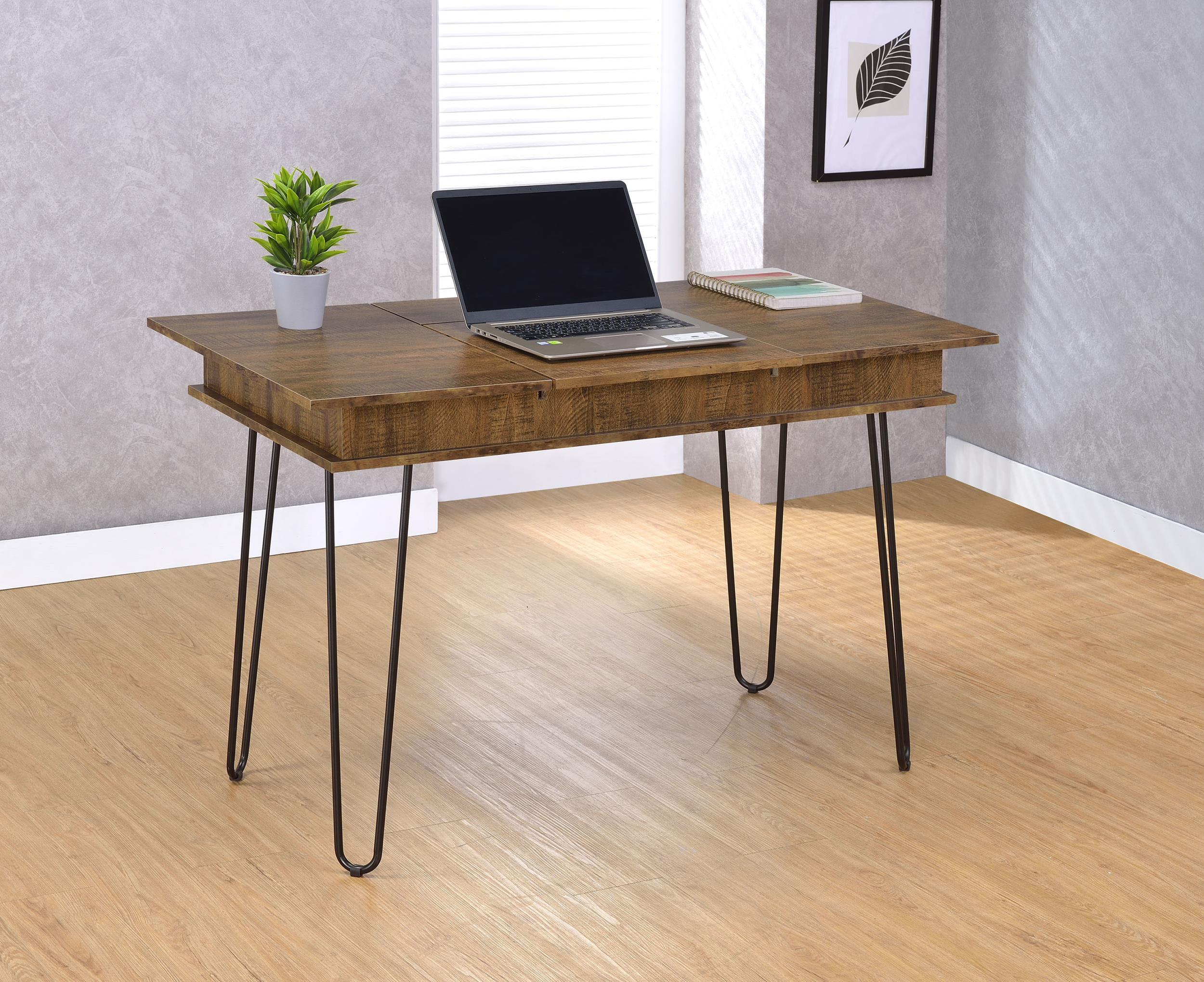 Coaster Sheeran Mid-Century Modern Rustic Amber Writing Desk Model 802011