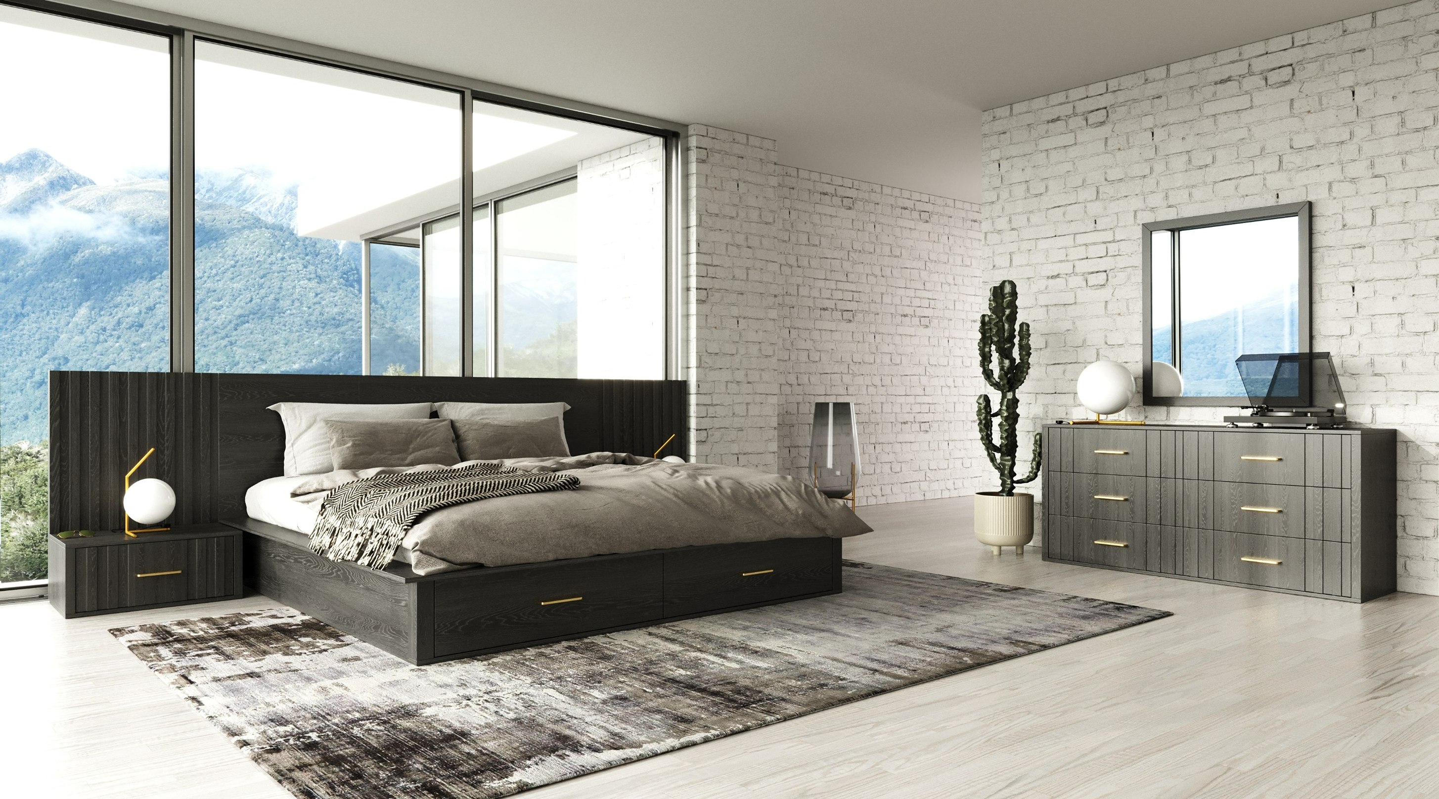 LA Furniture Queen Manchester- Contemporary Dark Grey 4-Piece Bedroom Set VGWD-HLF2-4PC-SET-Q Contemporary Style by Vig Furnitrue Number 85668 Catch Home Goods