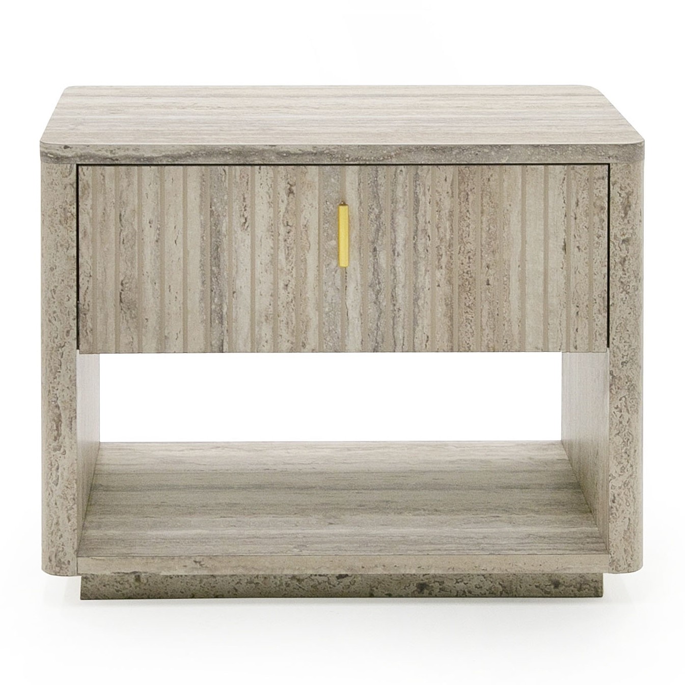 LA Furniture Roma Modern Faux Travertine + Gold Nightstand VGAN-ROMA-NS Contemporary Style by Vig Furnitrue Number 80246 Catch Home Goods
